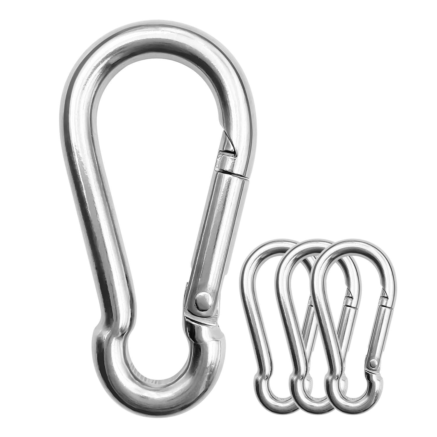 ThreeLeaves ThreeLeaves 2.75 Inch Stainless Steel Carabiners for Camping. Bulk Carabiner Clips Small. Stainless Steel Spring Snaps Hooks for Camping. (25 Pack)