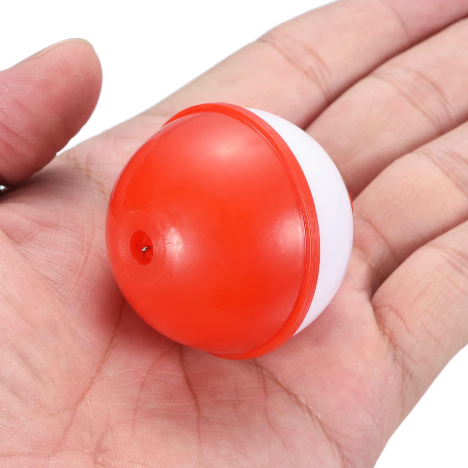 PATIKIL PATIKIL 1.75 Inch Fishing Bobber, 20 Pack Hard ABS Push Button Round Buoy Fishing Float Tackle, Red and White