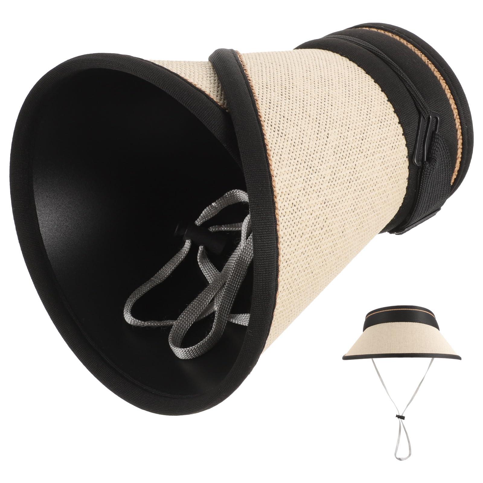 WRITWAA Packable Straw Sun Hat for Women - Wide Brim Uv Protection Visor, Foldable Beach Hat for Summer Outdoor Activities