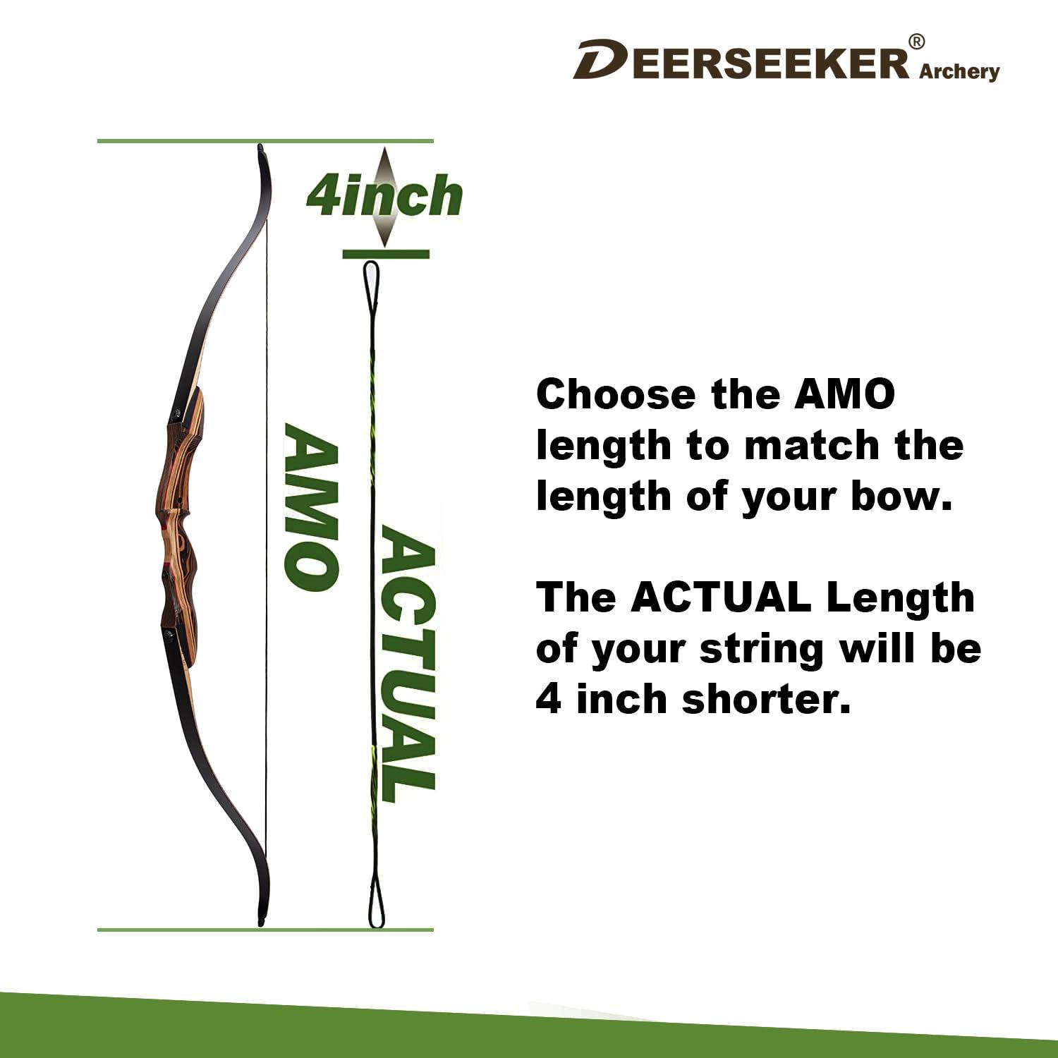 Deerseeker Outdoor Deerseeker Archery Bowstring Set with 2 Nocking Points Dacron Recurve Bow String Replacement 12, 14, 16 Strands for Traditional Longbow Bow Shooting 48-70 inchesGreen, 1pcs