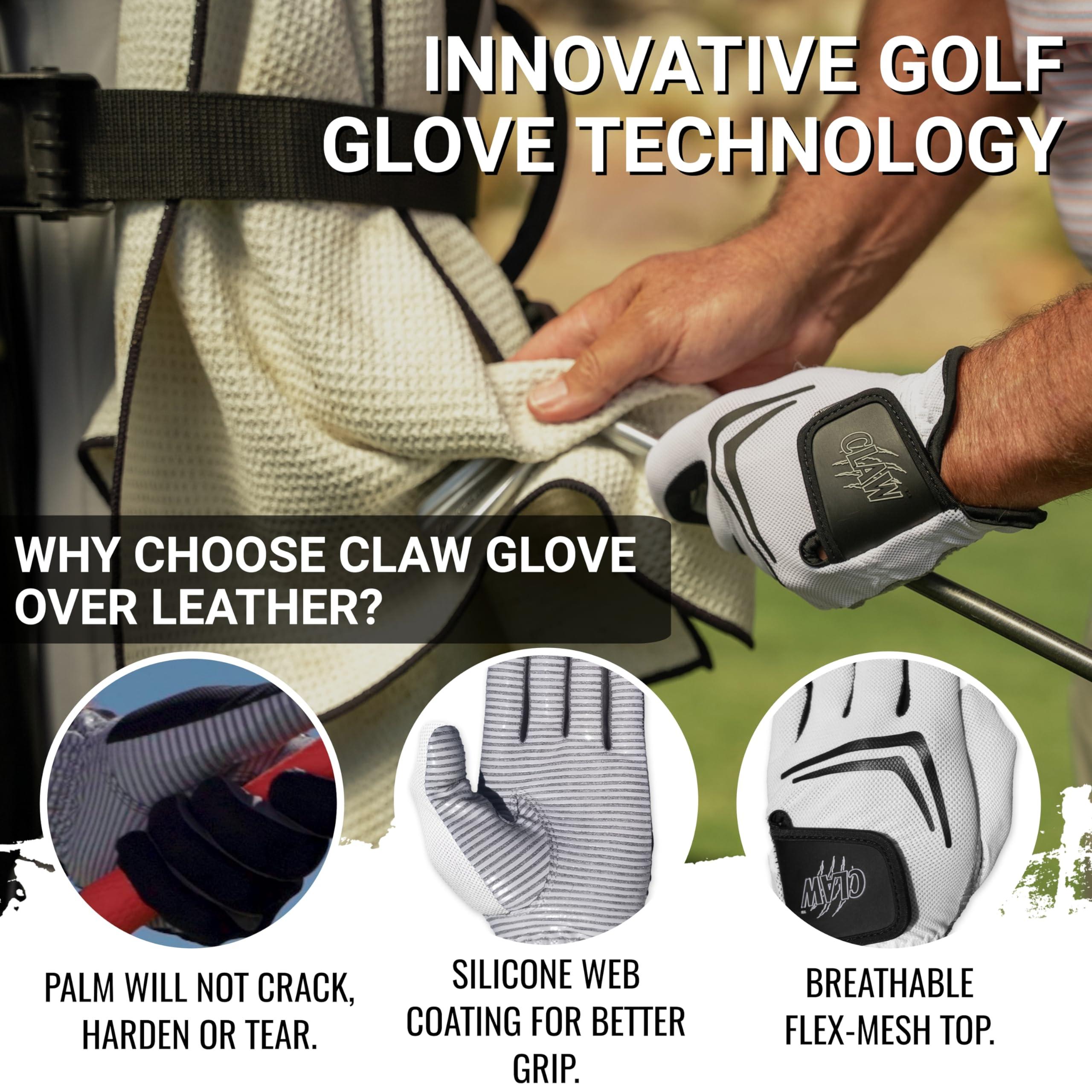CaddyDaddy CADDYDADDY Claw Golf Gloves for Men | Flex-Mesh Design for Cool Ventilation | Lasts 3-5 Times Longer than Leather | Silicone-Web Coating for Maximum Grip | 100% Machine-Washable | WHITE | LH-CADET MED