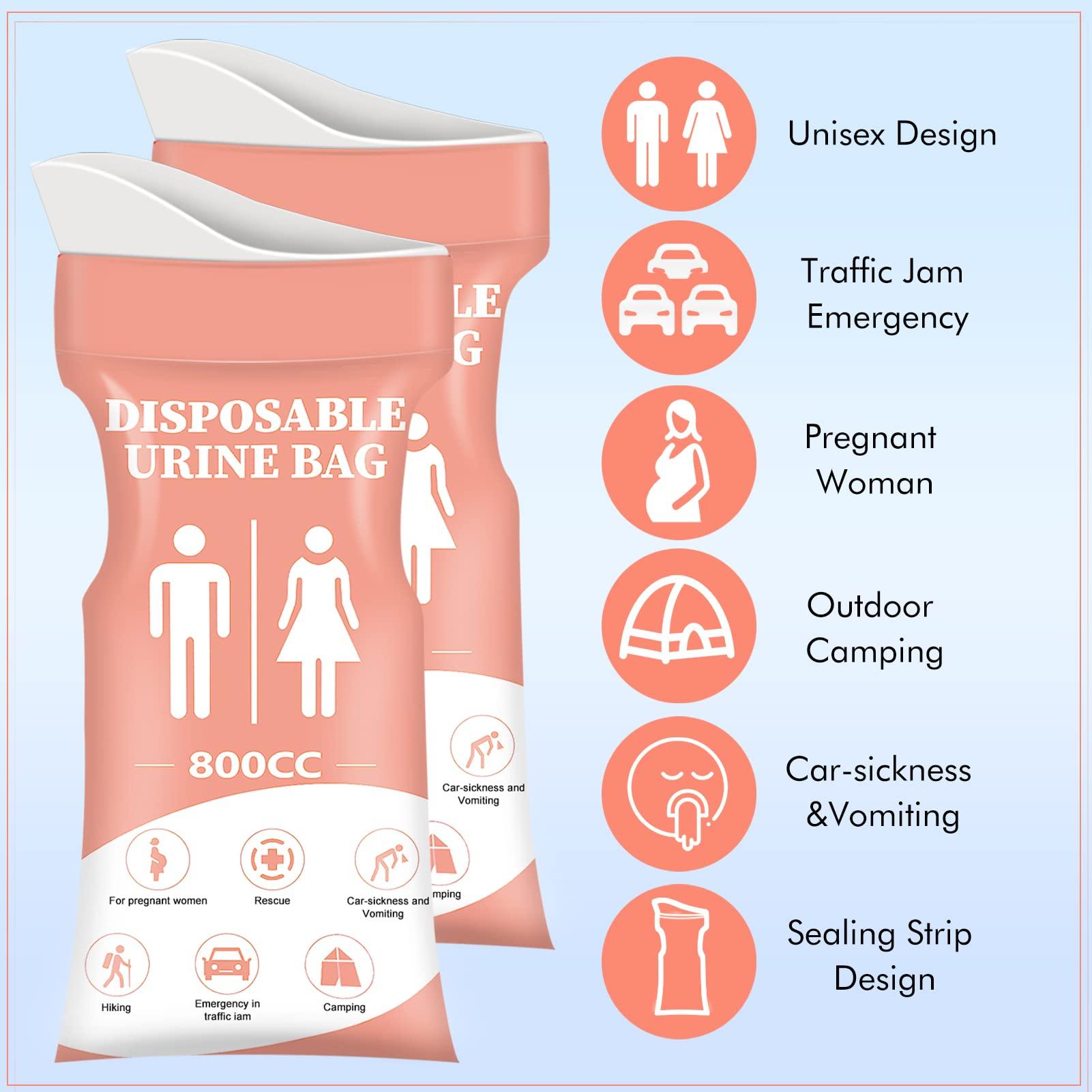 DIBBATU DIBBATU Disposable Urinal Bag,12 PCS 800ML Emergency Urine Bag, Unisex Urinal Bag, Portable Camping Pee Bag, Travel Urine Bags Vomit Bag for Traffic Jams, Camping, Hiking, Pregnant, Patient, Kid
