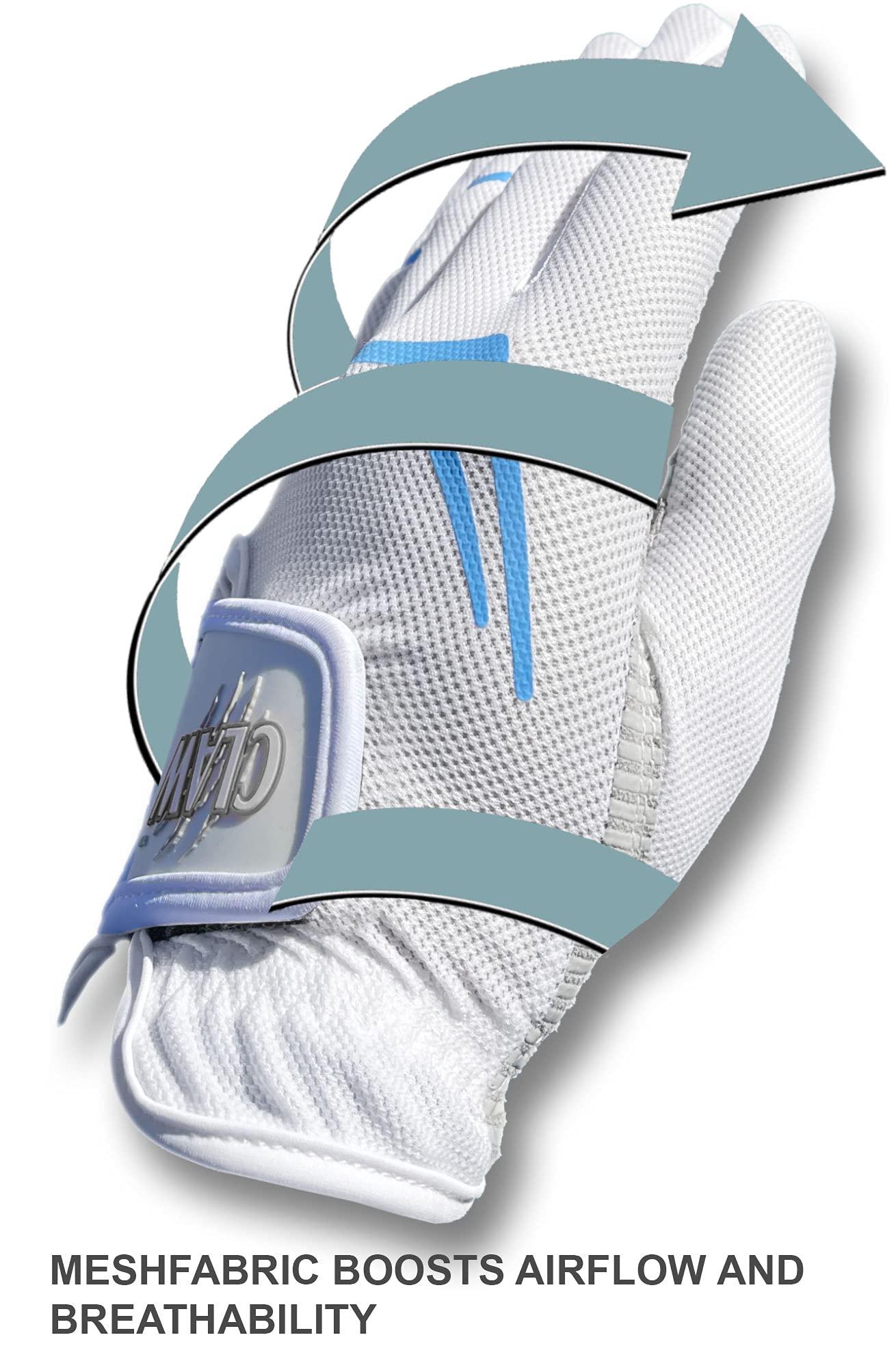 CaddyDaddy CaddyDaddy Claw Golf Gloves for Women | Flex-Mesh Design for Cool Ventilation | Lasts 3-5 Times Longer Than Leather | Silicone-Web Coating for Maximum Grip | Machine-Washable | White | RH-Large