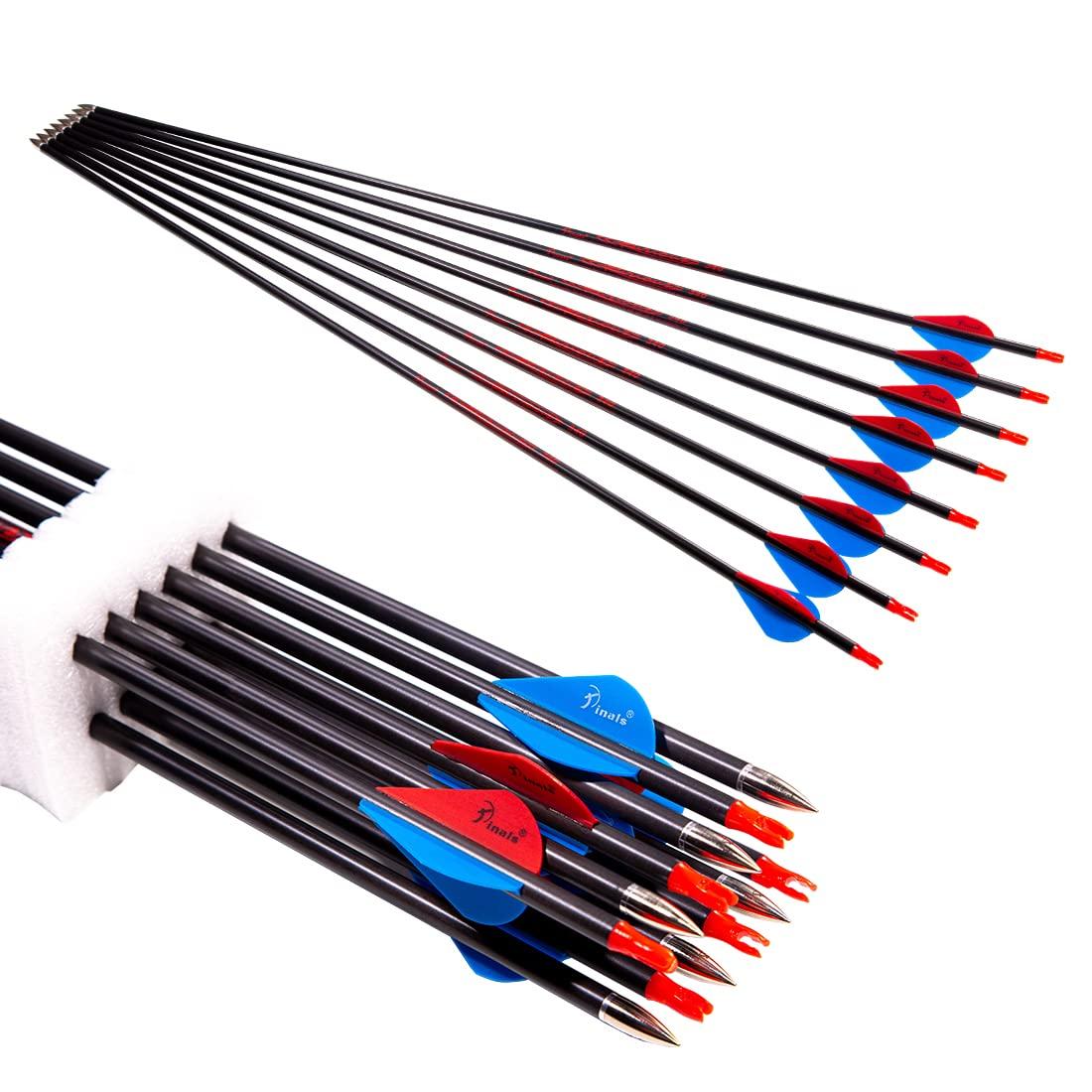QunYing QunYing Archery Carbon Arrow 28 29 30 inch 300 340 350 400 Spine Practice Hunting Arrows for Compound Recurve Bow 12PCS-30 400 Spine