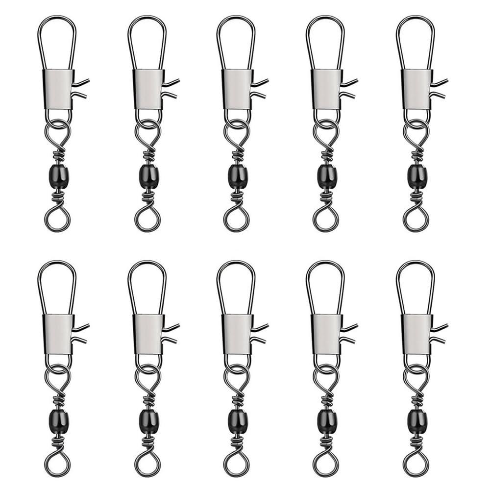 SagaSave SagaSave 100 Pack Fishing Snap Swivels Metal Fishing Snap Clips 360 Flexible Fishing Tackle Swivels Fishing Gear Equipment for Saltwater Freshwater(2#)