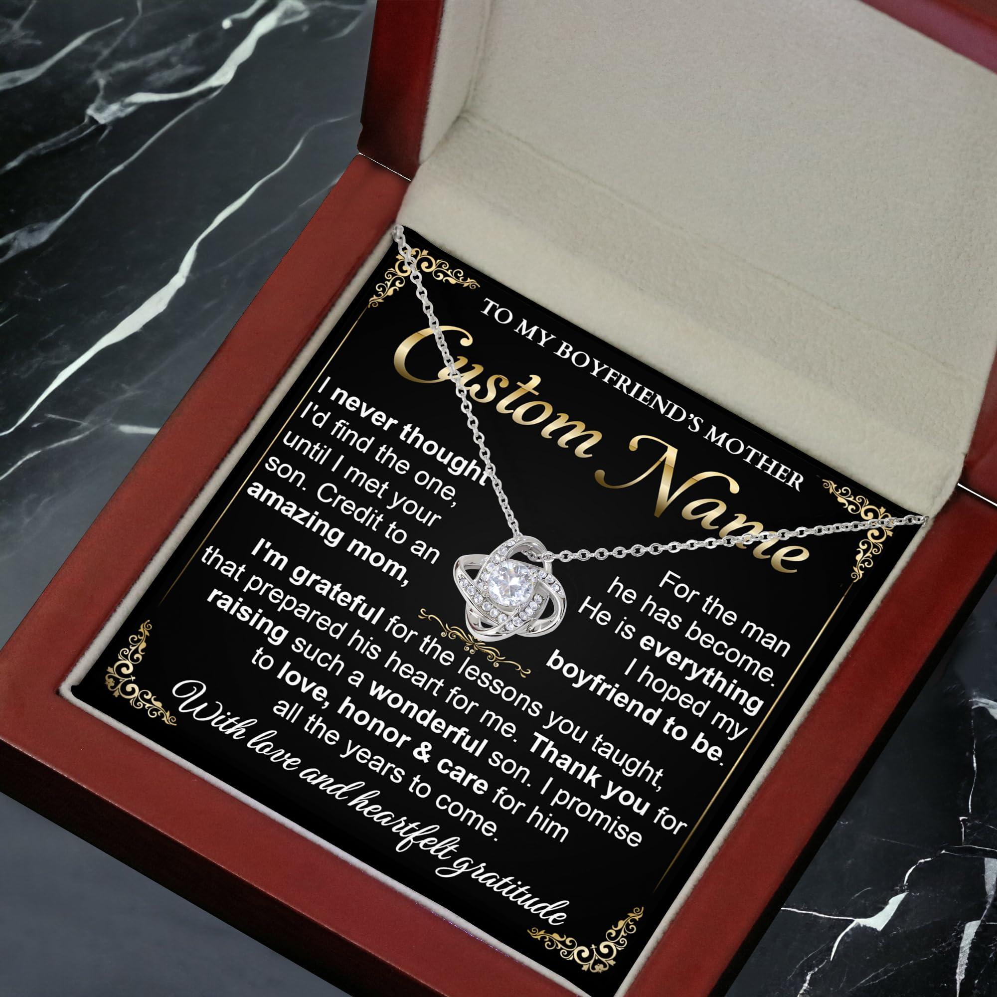 Chiside Custom To My Boyfriends Mom Necklace, Boyfriend Mom Necklace From Girlfriend, Christmas Gifts For Boyfriends Mom, Mothers Day Gifts For Your Boyfriends Mom, Birthday Necklace Gifts For Boyfriends Mom