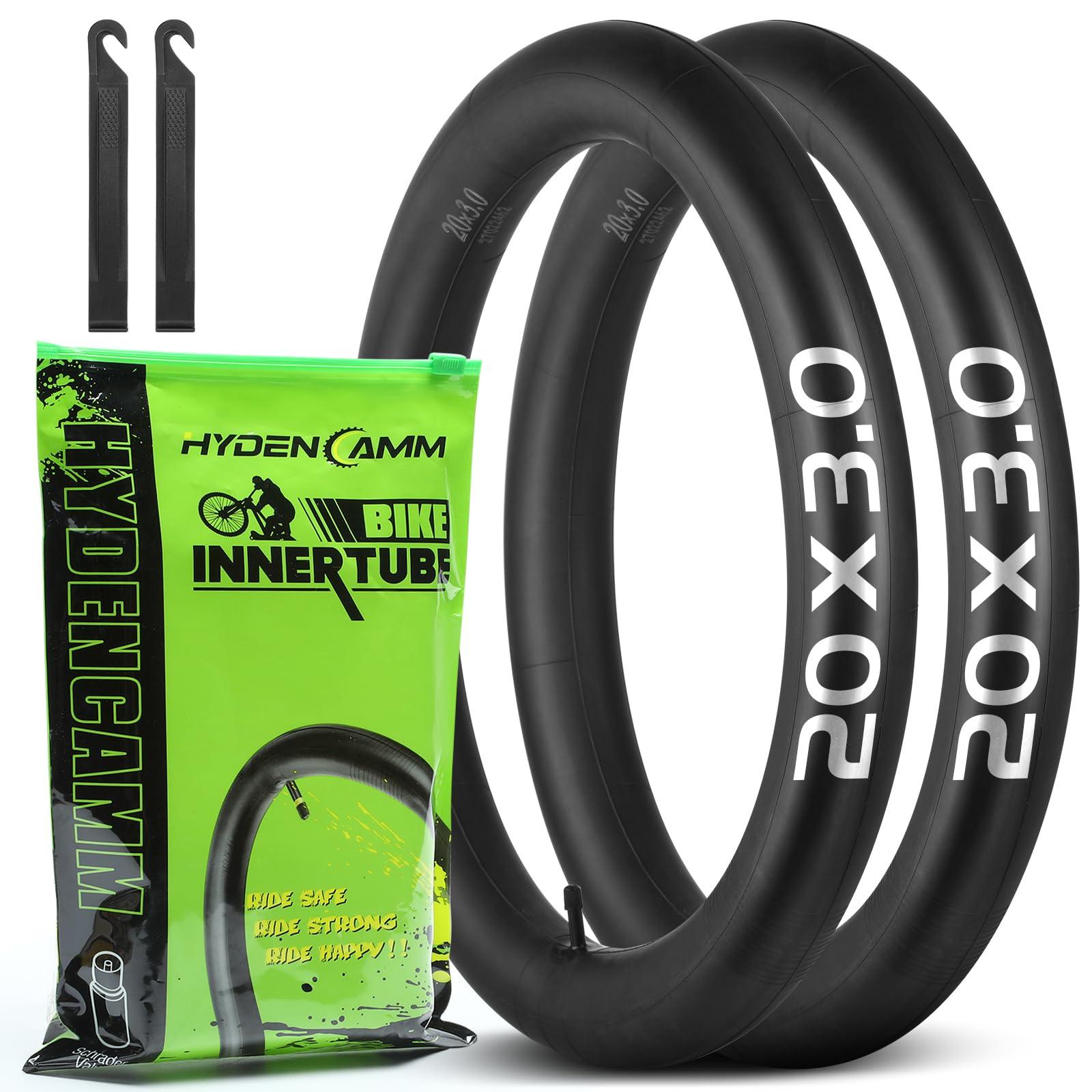 Hydencamm 2 Pack 20x3 Fat Tire Bike Inner Tubes, 20" Fat Bike Tubes 20 X 3.0/3.50 AV Schrader Valve with 2 Tire Levers, Inner Tube Compatible with 20X3.0 20 X 3.30 20 X 3.5 for Road/Mountain/E Bike by Hydencamm