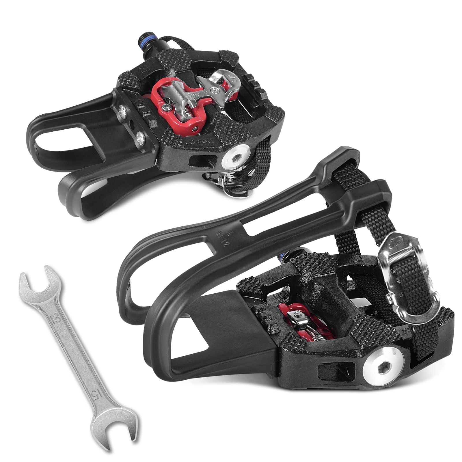 FitHeart Joy FitHeart Joy SPD Bike Pedals Delta Compatible 9/16'' with Toe Cages, Mountain Bike Peloton Pedals for Regular Shoes & Clipless Shoes, Bicycle Pedals Convert Look Delta Pedals to Dual Function Pedals