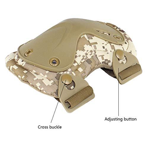 Aoutacc Aoutacc Tactical Combat Knee & Elbow Protective Pads Set for Outdoor CS Paintball Game Cycling Safety Skateboarding Gear Skates Knee Protection Guard Pads (DD)