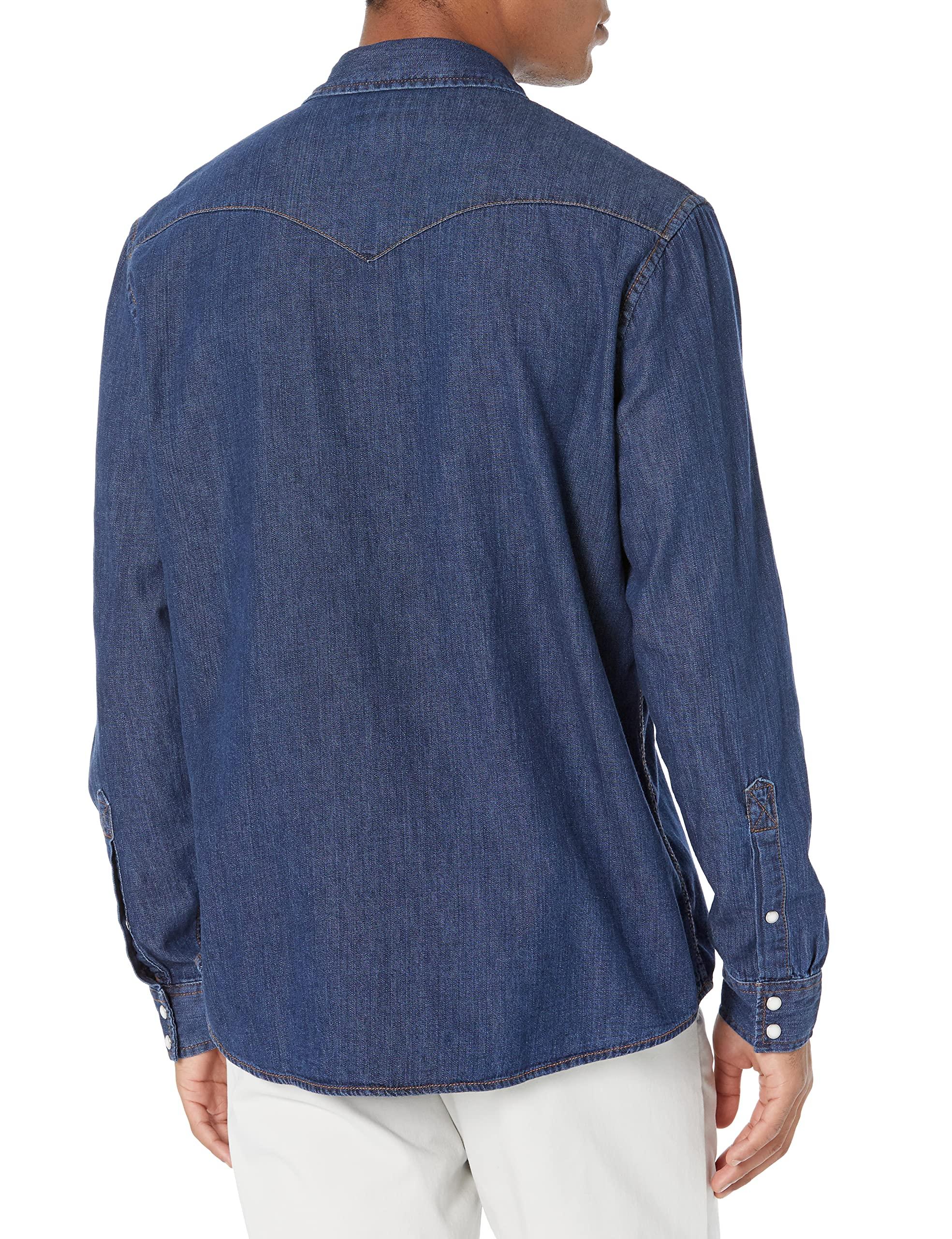 Amazon Essentials Amazon Essentials Men's Denim Shirt Long Sleeve - Regular-Fit, Blue, Large Denim Shirt