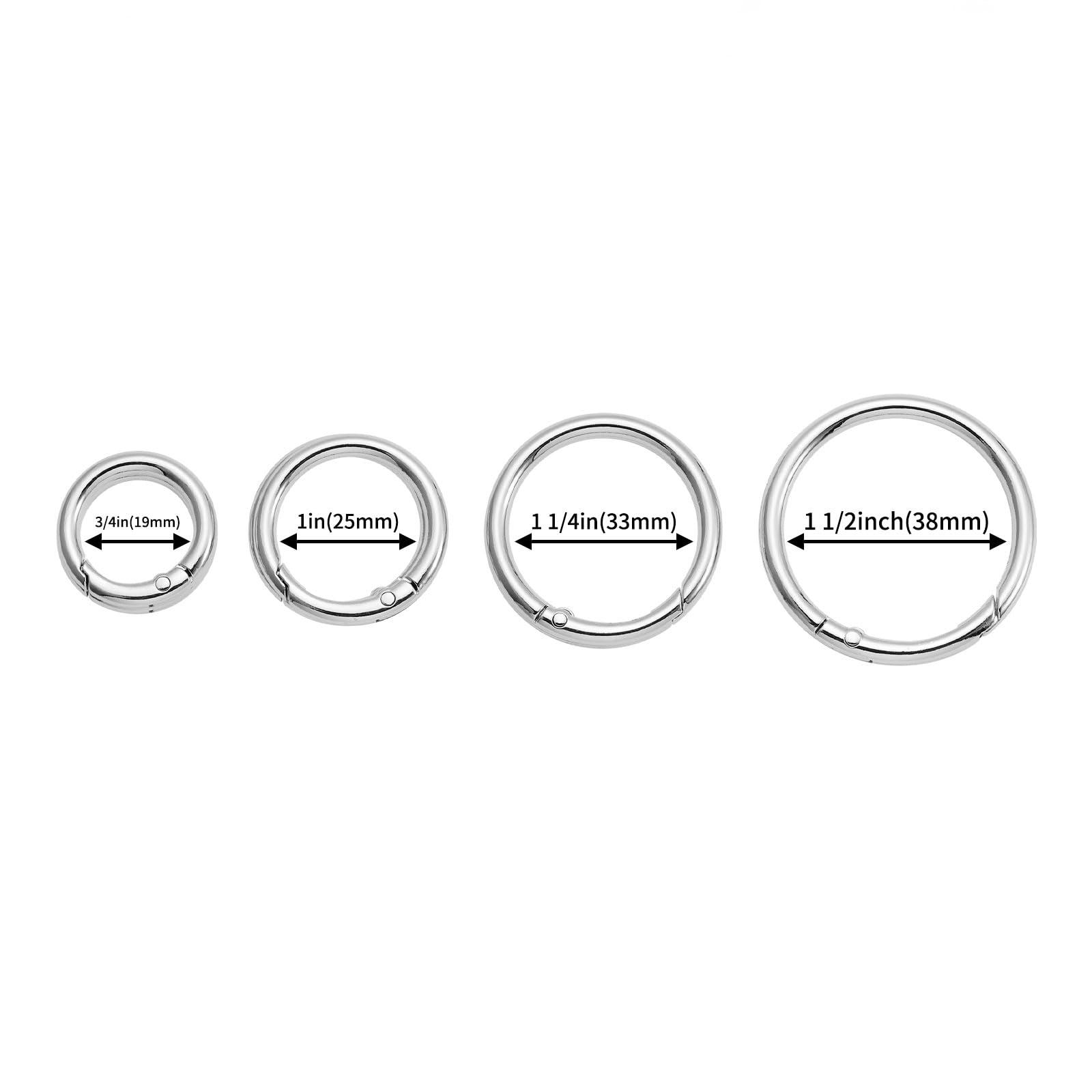 DEVPSISR DEVPSISR 15pcs Trigger Spring O Rings Round,Metal Keychain Ring Round Carabiner Clips for Keyrings Buckle, Bags,Purses (Gold, 1 inch)(Silver,1 inch)