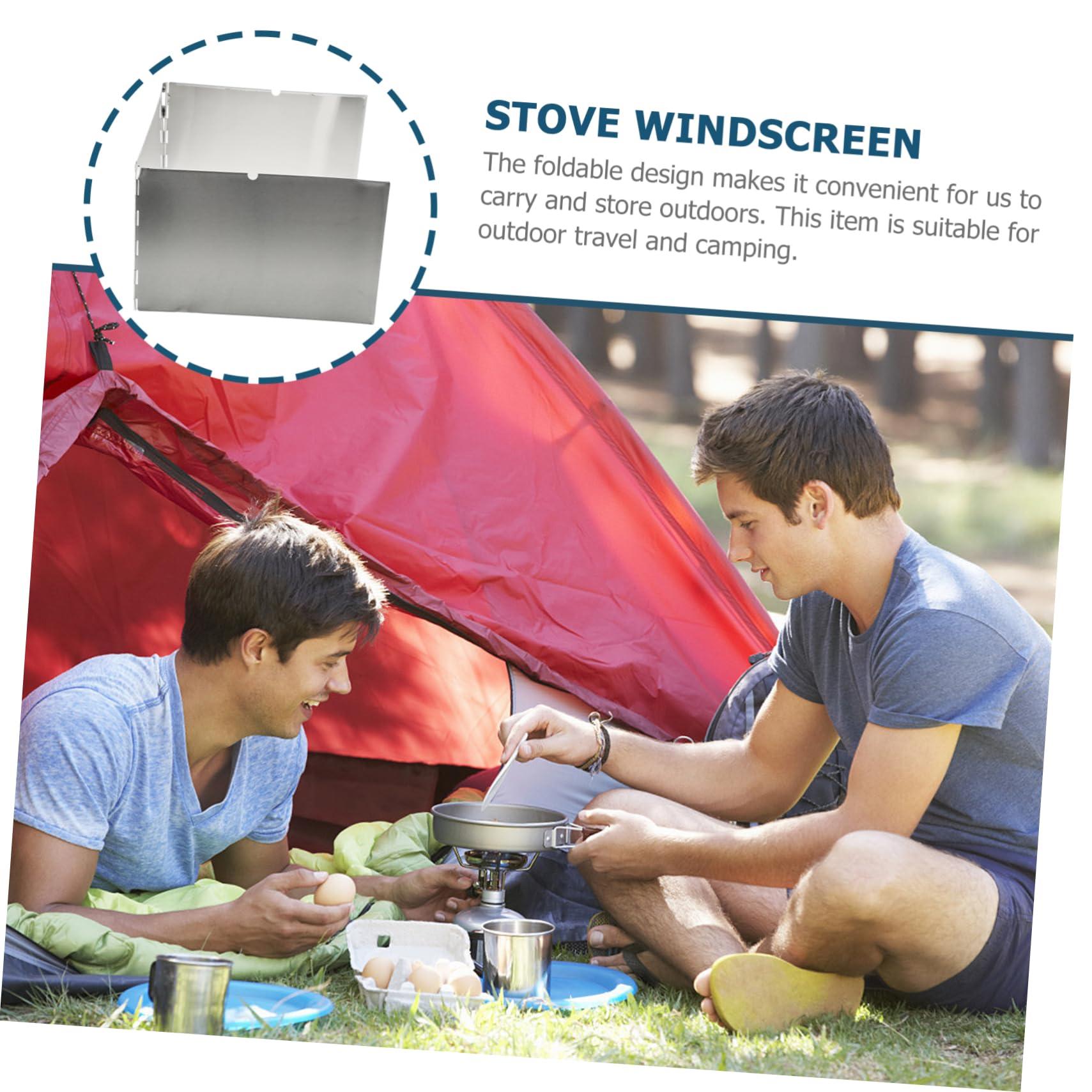 Yardwe Yardwe 1set Folding Stainless Steel Windscreen for Outdoor Camping Stove Efficient Lightweight Travel Accessory for Hiking and Cooking
