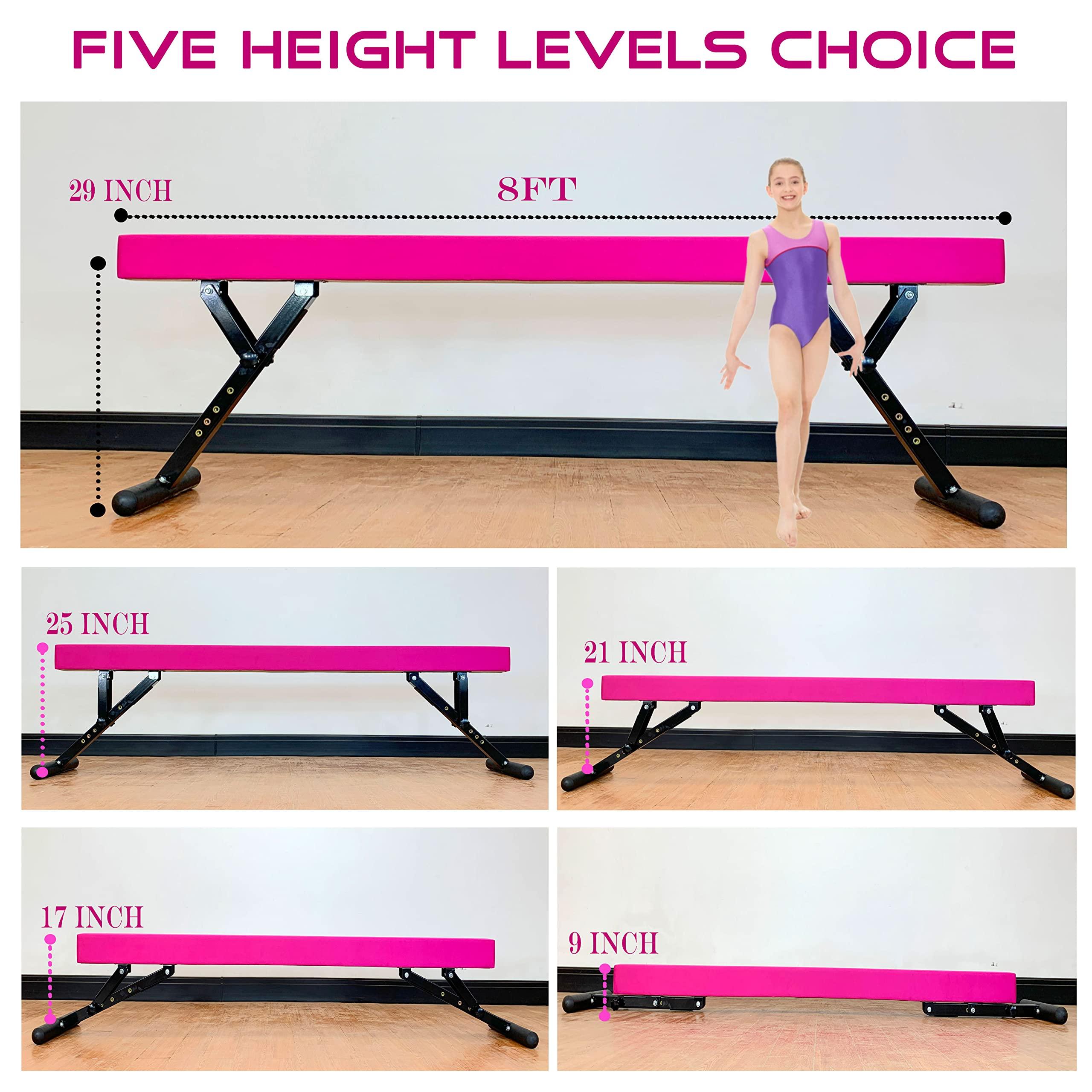 MARFULA MARFULA Adjustable Balance Beam 8 ft Gymnastic Beam adjustable height for Kids and Teenage of all gymnastic levels, Gymnastic Training Beam Gymnastic Equipment for athlete Home and Gym Club Use