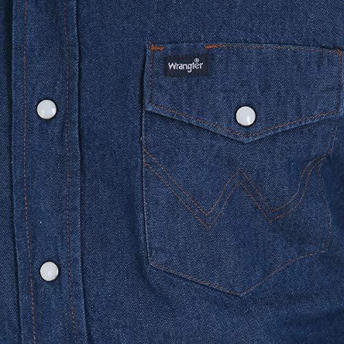 Wrangler Wrangler mens Cowboy Cut Western Long Sleeve Snap Work Firm Finish button down shirts, Indigo Denim, 16 Neck 33 Sleeve US