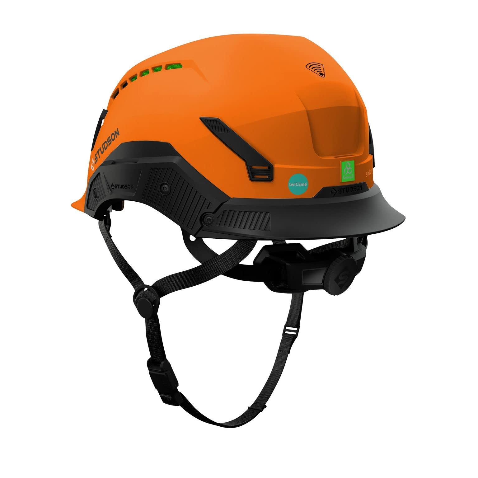 STUDSON Studson SHK 1 Vented Safety Helmet - Ultralight, Brainshield, Modular Brim, Fidlock Buckle, 4 Point Strap, Breathable, Rainproof, 20KV Protection - Orange, M/L, 53-59cm