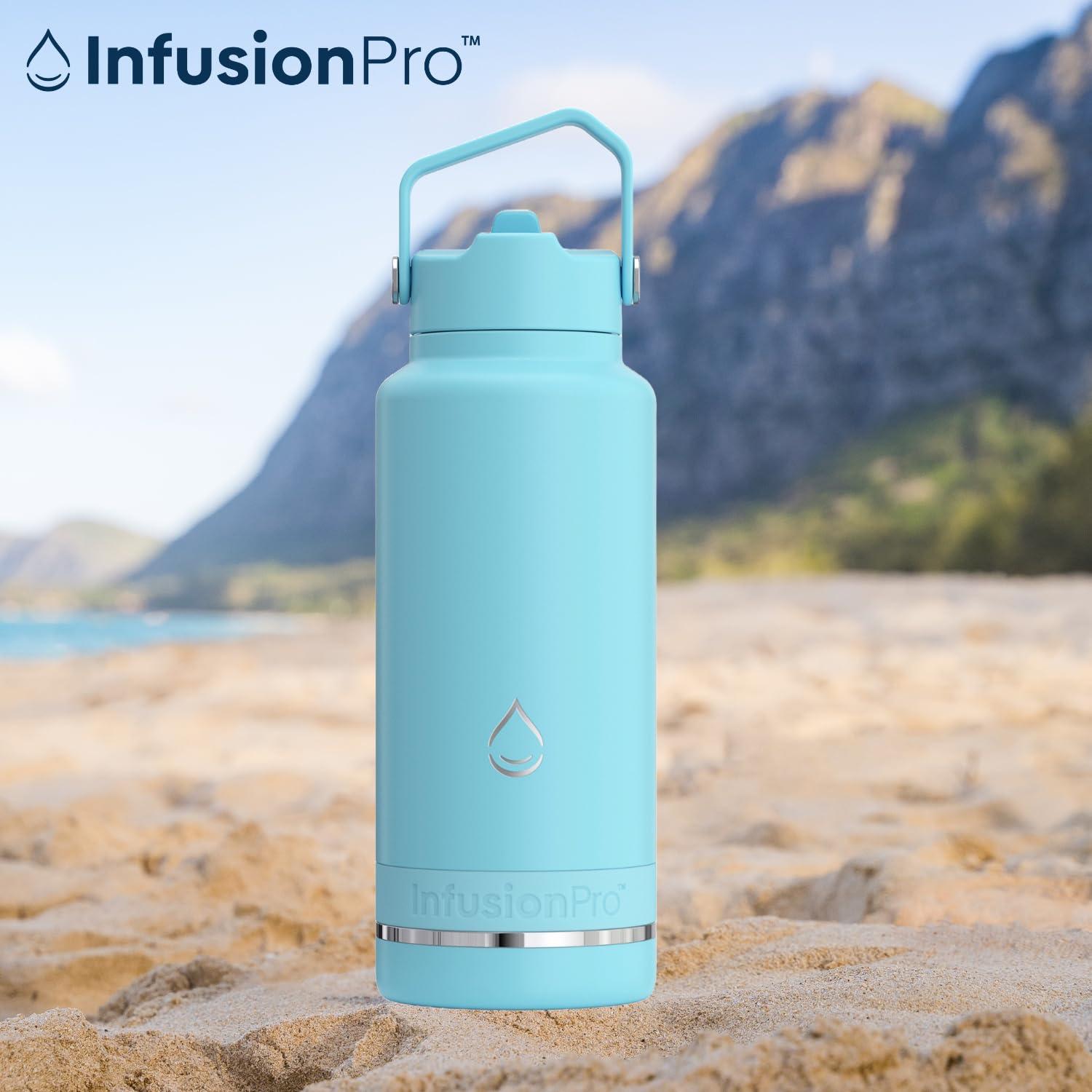 Infusion Pro Infusion Pro Fruit Infuser Water Bottle with Straw Lid (32 oz) Stainless Steel Vacuum Insulated : 50 Recipe Fruit Infusion eBook : More Flavor : Easy Cleaning : Great Gift