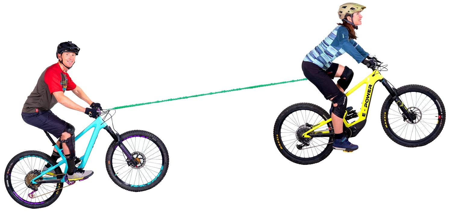TowWhee TowWhee - E-Bike/Adult Connect Strap Bike Bungee Tow Rope | MTB & Cycling Stretch Pull Strap | Compatible with Any Bicycle | Ride Further (Adult Green Connect Strap) - Made in The USA