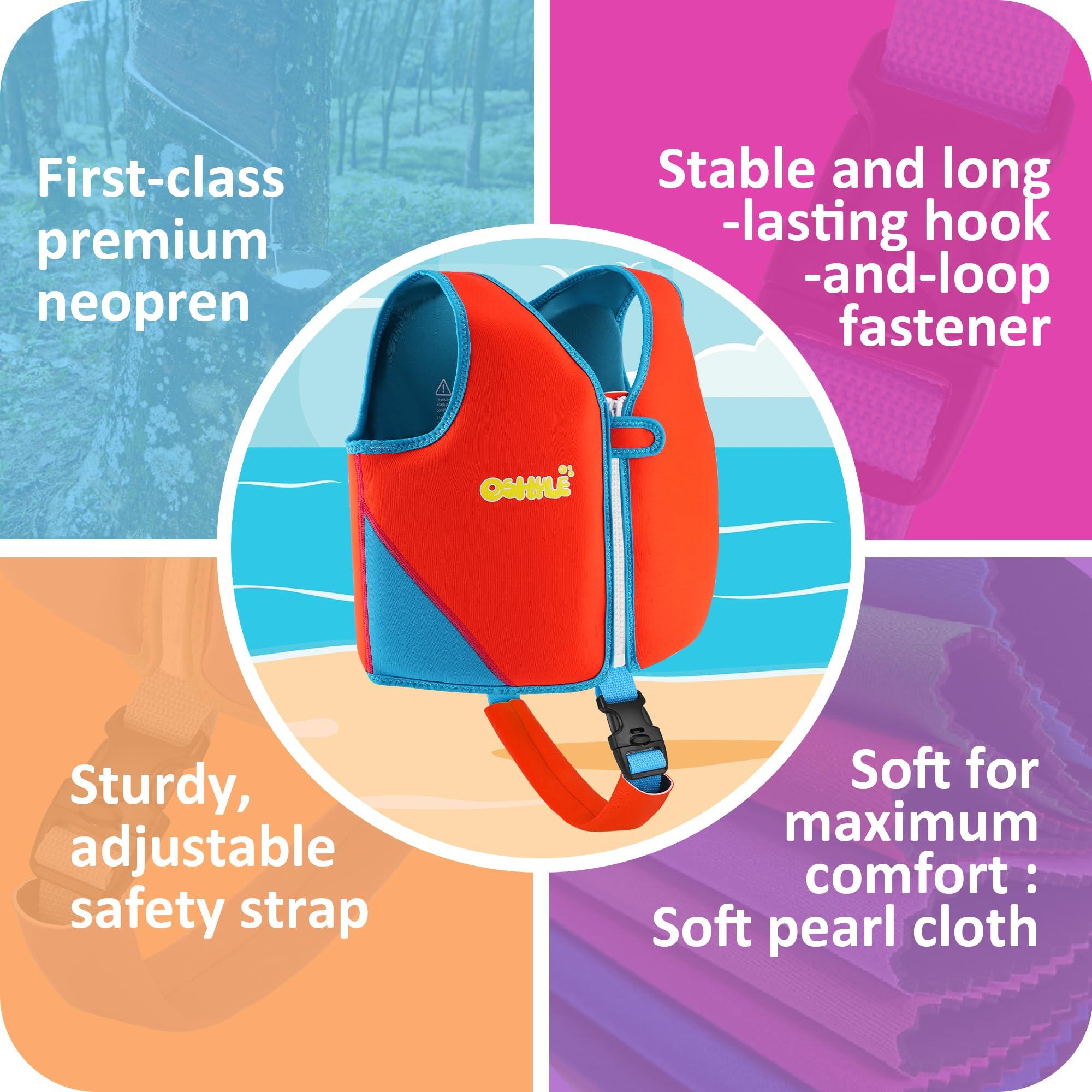 OSHYLE OSHYLE Children\'s Girls Boys Swimming Vest for Toddlers with Adjustable Safety Straps Age 1-9 (Dinosaur, M(3-6))