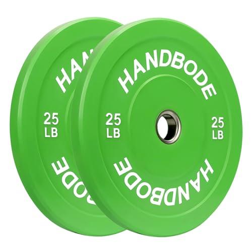 HANDBODE HANDBODE Bumper Plates Olympic Weight Plates, Colored Rubber plate for Weight Lifting and Strength Training 100LB