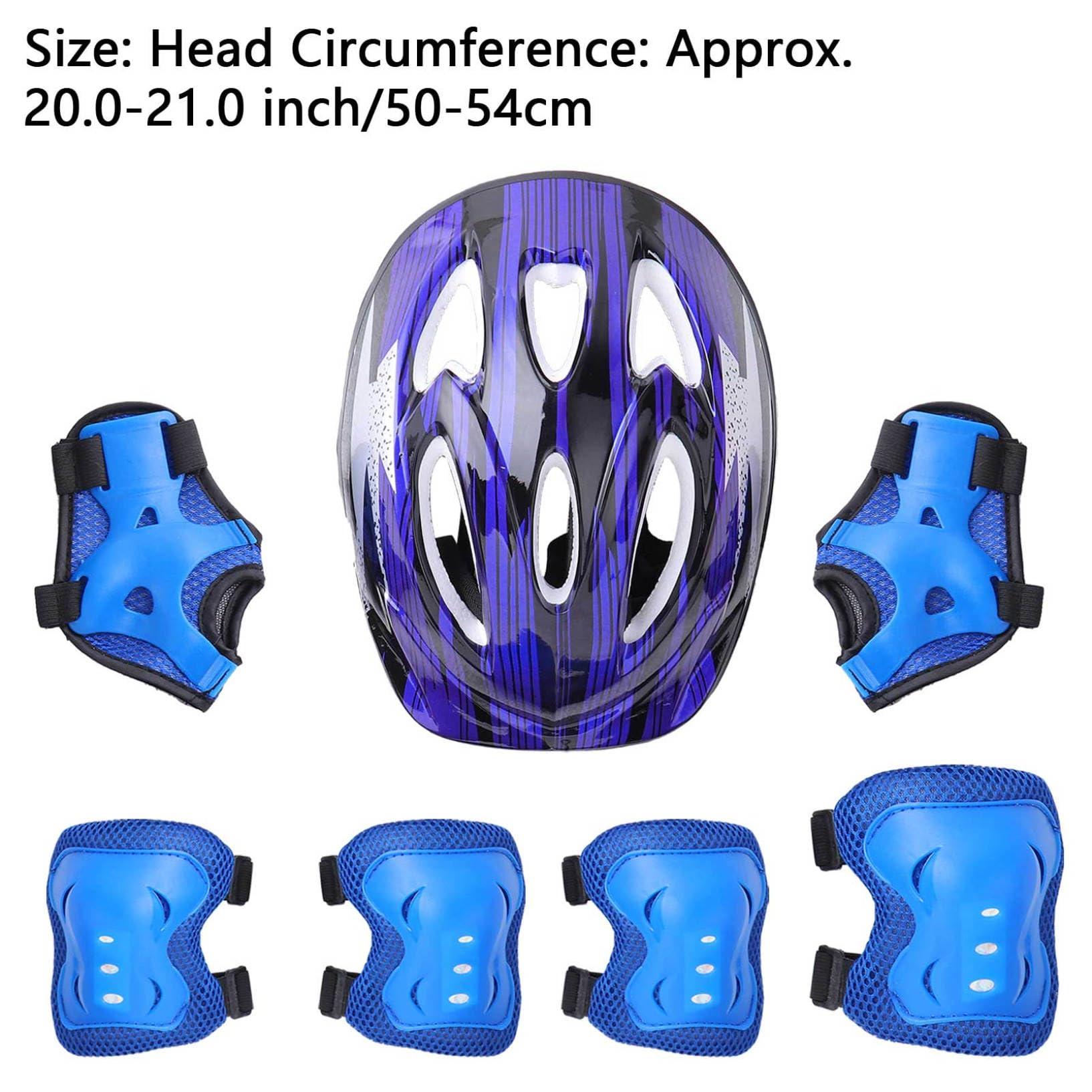 Oyolan Oyolan 7Pcs Kids Protector Gear Set Bike Helmet with Knee Pads Elbow Pads Wrist Guards Protector Set for Skateboard Cycling Scooter Outdoor Sports Blue B One Size