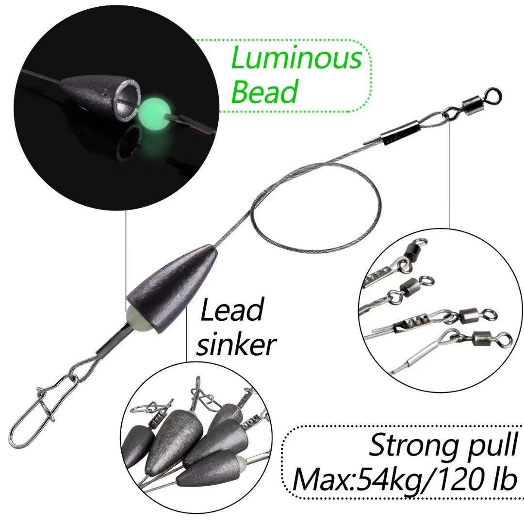 THKFISH THKFISH Fishing Weights Bullet Sinker Pre-Rigged Carolina Rigs Fishing Ready Carolina Rigs 1/4oz 15pcs