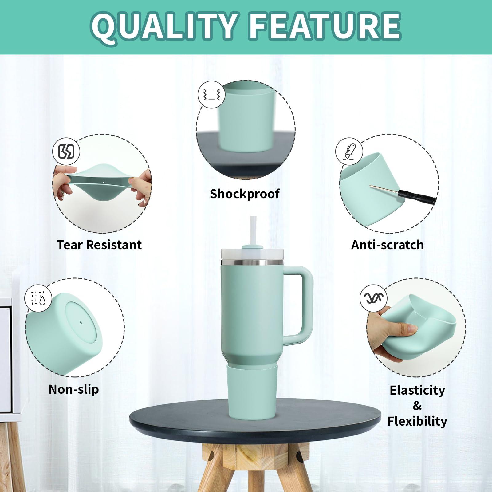 WUQID WUQID Higher Silicone Boot Compatible with Stanley Quencher H2.0 40oz 30oz 20oz & IceFlow Flip 30oz 20oz,Fit Same Diameter 20oz-40oz Tumbler Cups Anti-Slip Bottle Bottom Sleeve Cover
