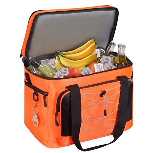Maelstrom Maelstrom Collapsible Soft Sided Cooler - 60 Cans Extra Large Lunch Cooler Bag Insulated Leakproof Camping Cooler, Portable for Grocery Shopping, Camping, Tailgating and Road TripsOrange