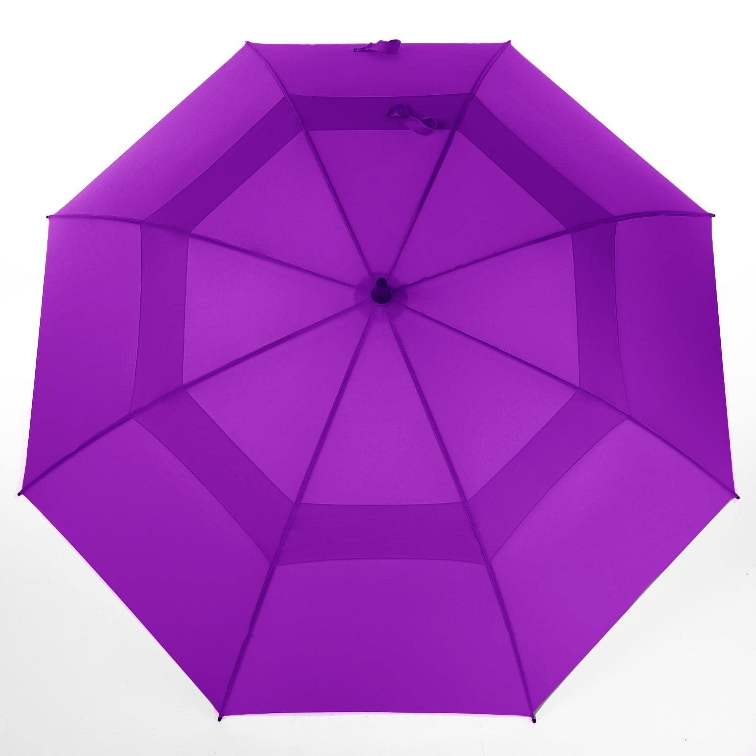 MRTLLOA MRTLLOA 72 Inch Automatic Open Purple Golf Umbrella, Extra Large Oversize Double Canopy Vented Windproof Waterproof Sports Stick Umbrellas for Rain (Purple, 72 Inch)