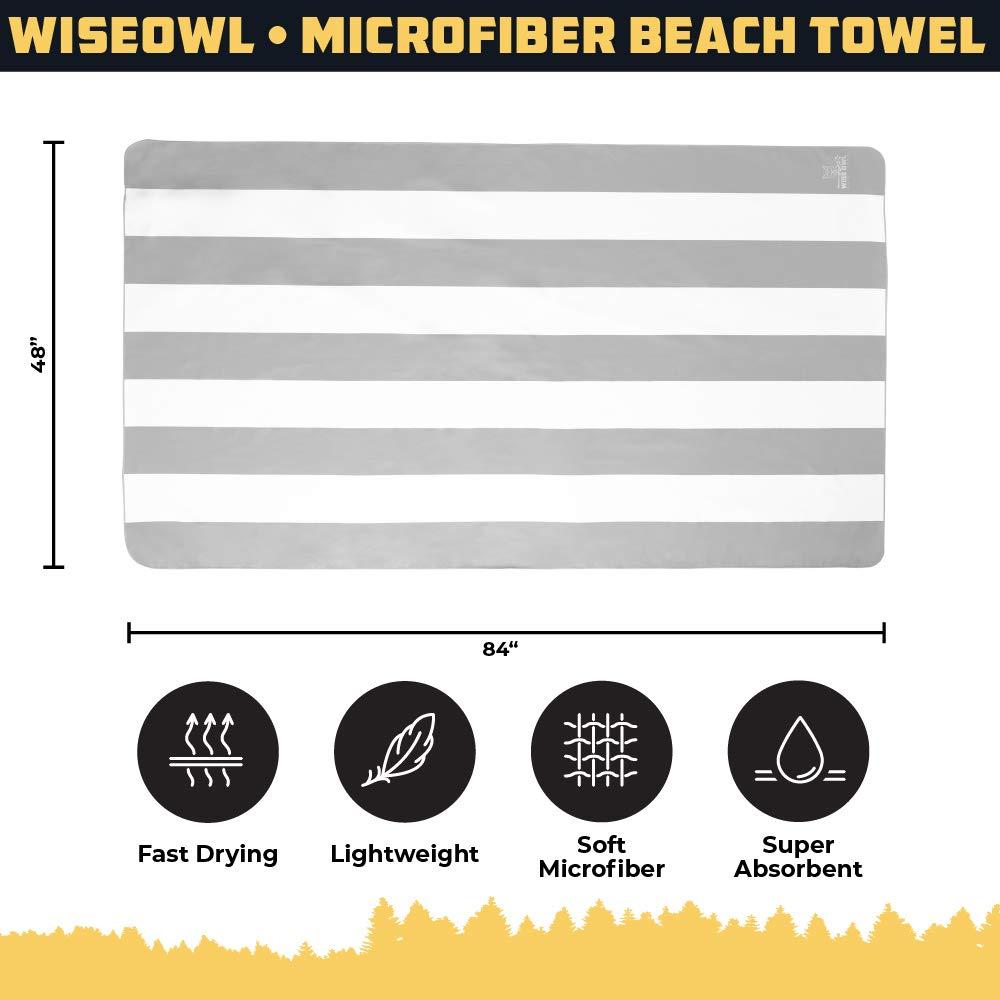 Wise Owl Outfitters Wise Owl Outfitters Beach Towel and Yoga Towel - Quick Dry Microfiber Travel Towel for Beach, Pool, Yoga, Swim, Hand, Face, and Body