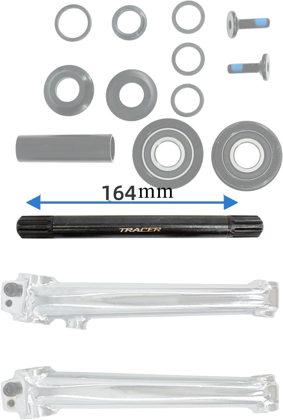 MICARGI MICARGI BMX 3pc Crank Set,Single Speed Bike Crankset with 3pc Crankset, Crank Arms, and Hex Bolt,Type: 19mmx164mm Chrome (CS-UBX164-CP)