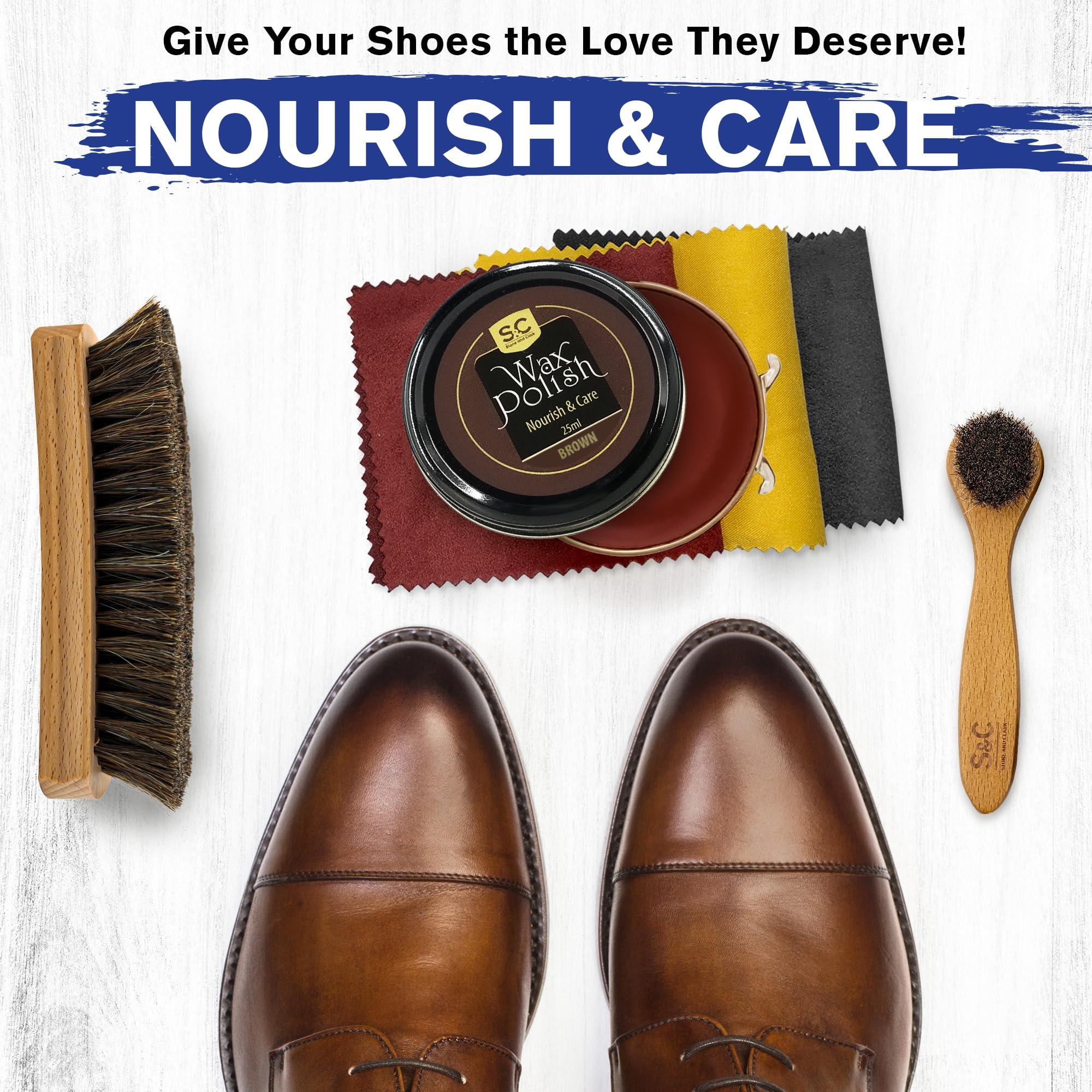 Stone and Clark Stone and Clark Premium Brown Shoe Polish Kit - Renews and Protects Leather Shoes and Boots - Leather Wax Boot Polish for Brilliant Gloss - 16 Grams (Pack - 3)