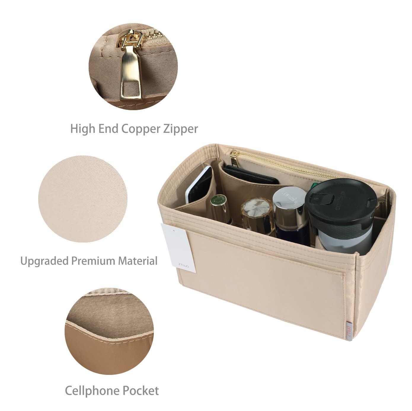 ZTUJO ZTUJO Purse Organizer Insert For Handbags, Silky Touching Bag Organizer Insert With Bottle Holder, Perfect for Speedy, Neverfull, Tote,ONTHEGO,Artsy,Handbag and More (Slender Large, Silky Beige)