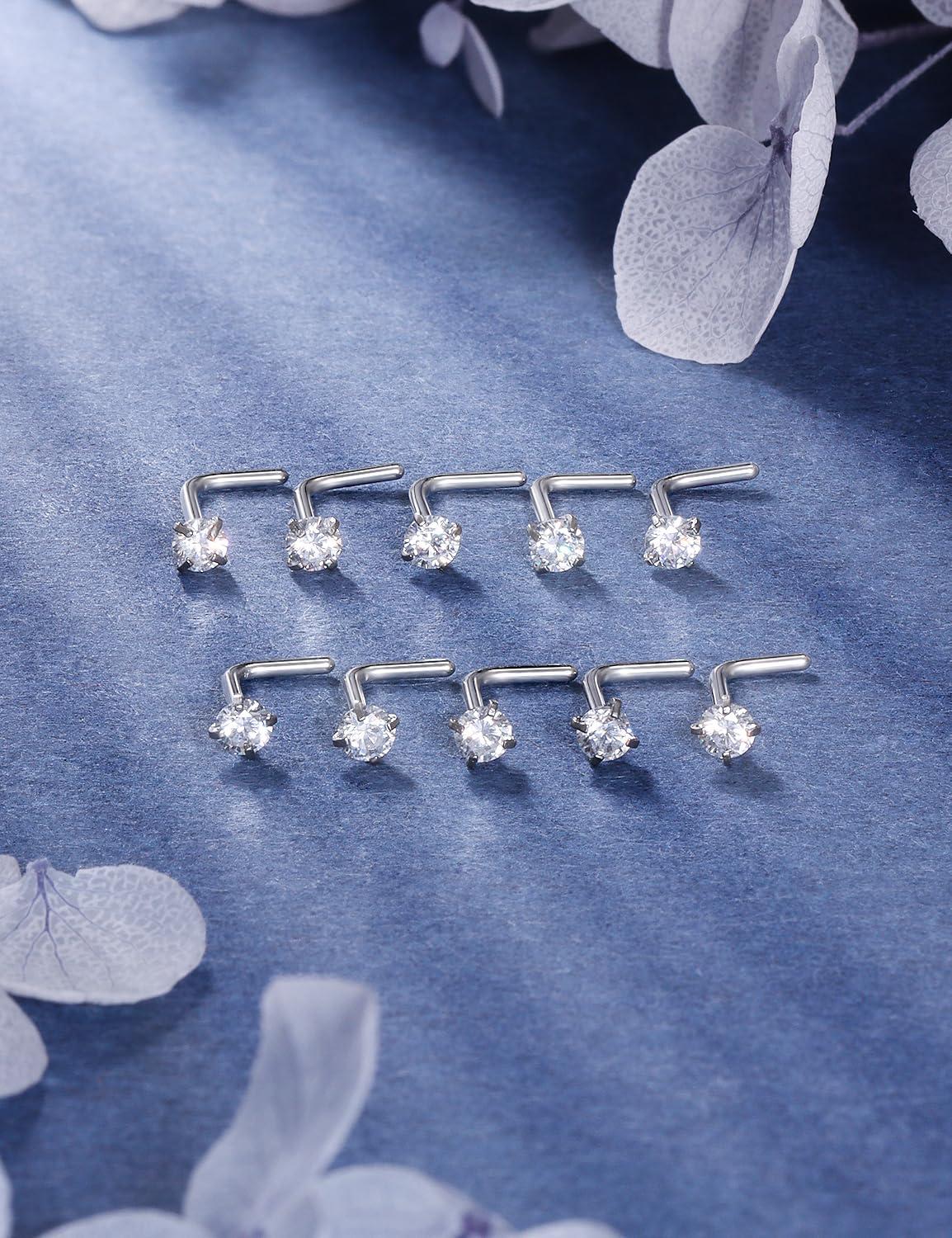 Gnznzko Gnznzko Nose Studs Nose Rings for Women 18G 20G 22G Corkscrew Nose Ring Stainless Steel G23 Titanium Nose Screw Studs Nose Rings Studs Surgical Steel Nostril Nose Piercing Jewelry for women, GN-0073