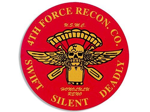 American Vinyl 4th Force Recon Skull Sweet Silent Deadly Sticker (Fourth Logo US Marine u.s. Vinyl Decal (3 inch) Officially Licensed by USMC