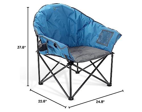 ARROWHEAD OUTDOOR ARROWHEAD OUTDOOR Oversized Heavy-Duty Club Folding Camping Chair w/External Pocket, Cup Holder, Portable, Padded, Moon, Round, Saucer, Supports 330lbs, Carrying Bag, USA-Based Support