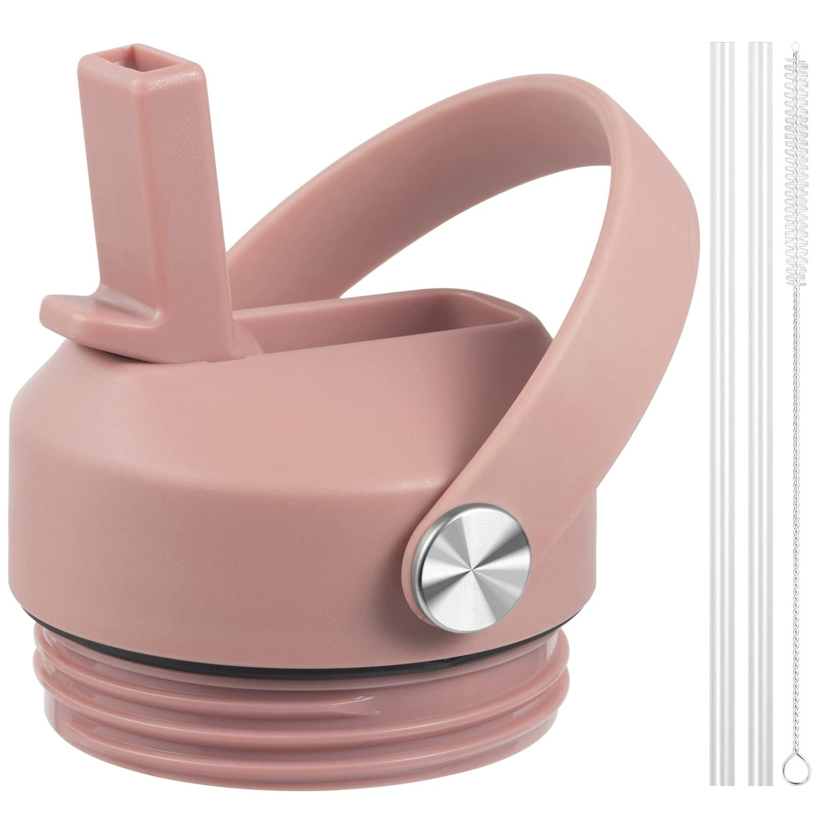 FLORAPELL Straw lid for Yeti Rambler 18 26 36 64 oz, Lid with Straws and Flexible Handle, Replacement Cap for Yeti 18oz 26oz 36oz 64oz Rambler Water Bottle Straw Cap, Sandstone Pink