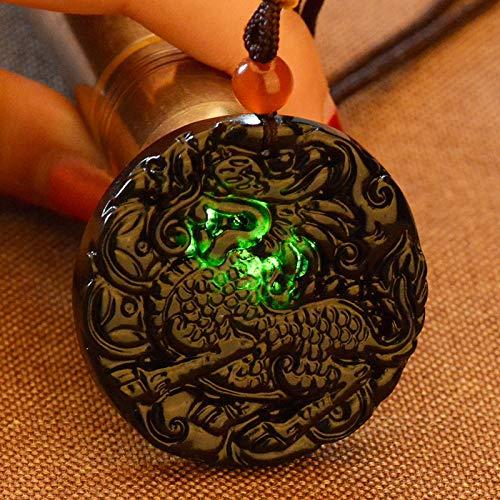 Yuhaoxuan Black Jade Kirin Round Pendant auspicious beast divine beast prosperous wealth urges good luck emerald child giving pendant town otaku jade pendant