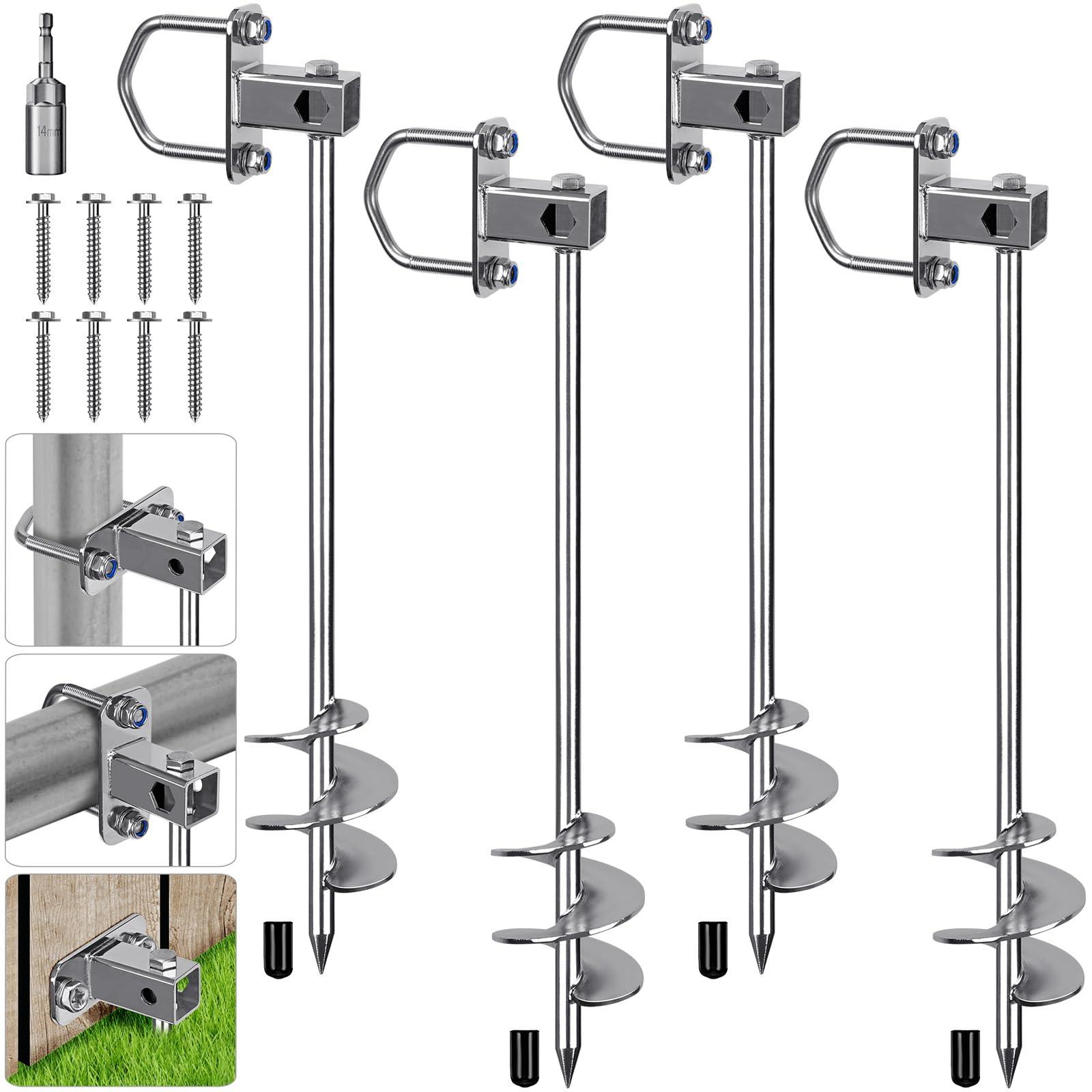 Insaga Insaga Multi-Purpose Ground Anchors Screw in, Fully Welded Shed Anchor Kit, 30'' Earth Anchor, Mobile Home Anchors for Trampoline, Swing Set, Carport and More, Set of 4