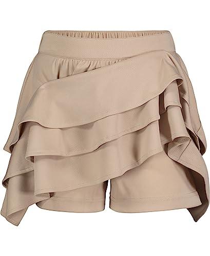 Nautica Nautica Girls' School Uniform Pull-On Scooter, Skirt with Undershorts, Elastic Waistband, Soft & Comfortable Material, Khaki/Pin Dot, 12 Plus