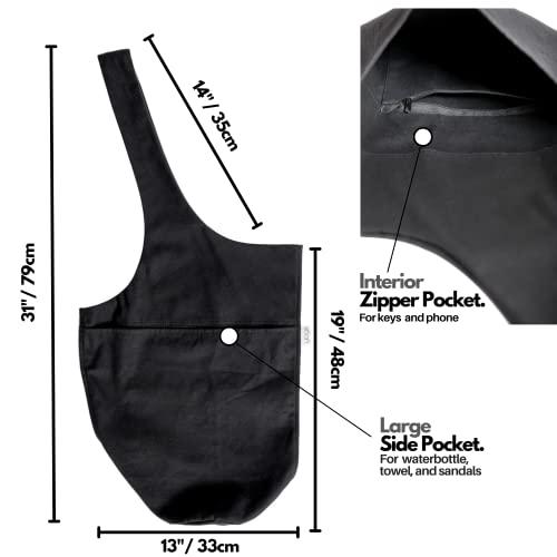 Yogiii Yogiii Yoga Mat Bag | The ORIGINAL YogiiiTote Yoga Bag | Sling Mat Tote w/Large Side Pocket & Zipper Pocket | Yoga Mat Carrier Fits Most Size Mats (Obsidian Black)