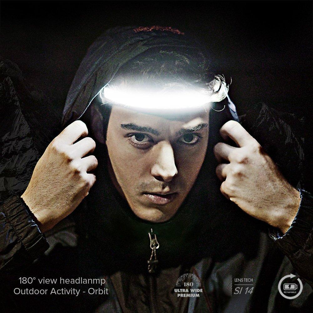 hurkins hurkins Orbit 2025 Edition Headlamp 210 Wide Beam + 60 Focus Light, 1020 Lumens, USB-C Rechargeable, IP56 Waterproof, Lightweight LED Headlamp for Camping, Work, Running, Outdoors (Navy)
