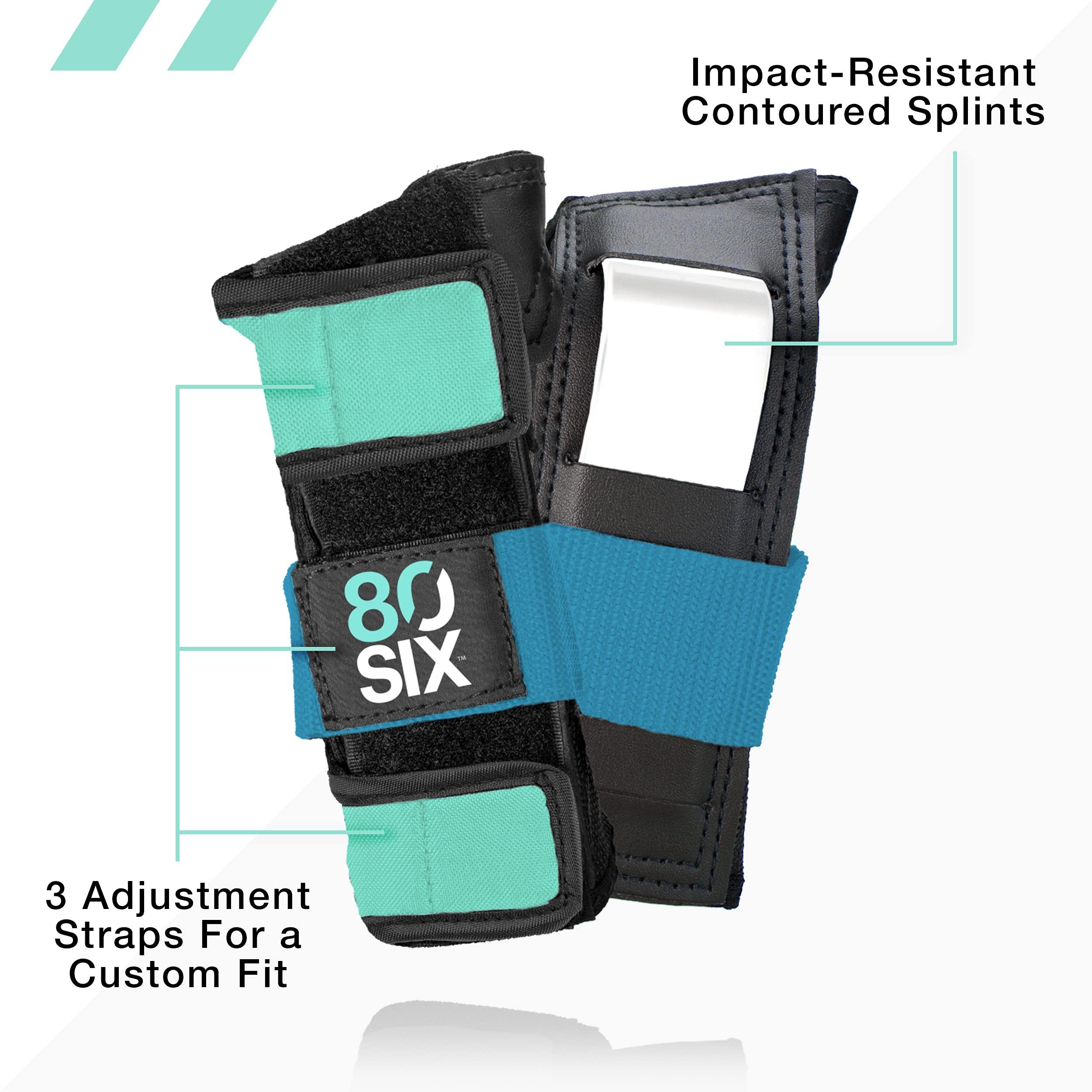 80Six 80Six Kids Multi-Sport Pad Set with Wristguards, Elbow Pads, and Knee Pads, Surf Green Teal, Small/Medium - Ages 8+