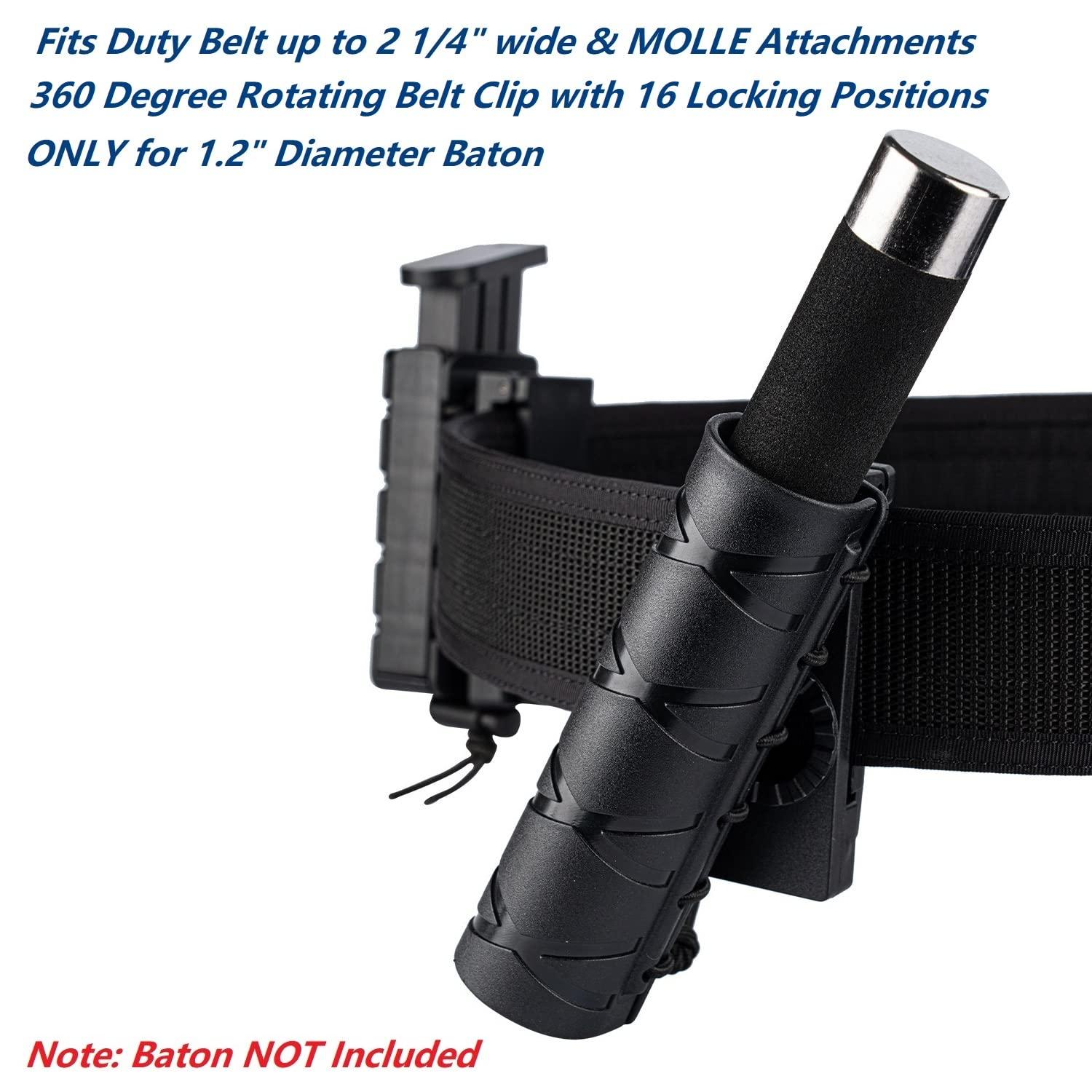 Dotacty Dotacty Baton Holder w/ 360 Degree Rotating MOLLE Clip 16\"-21\"-26\" Telescopic Holster for 1.2\" Diameter Expandable Carry Case Flashlight Carrier Police LE Security Officer Duty Belt