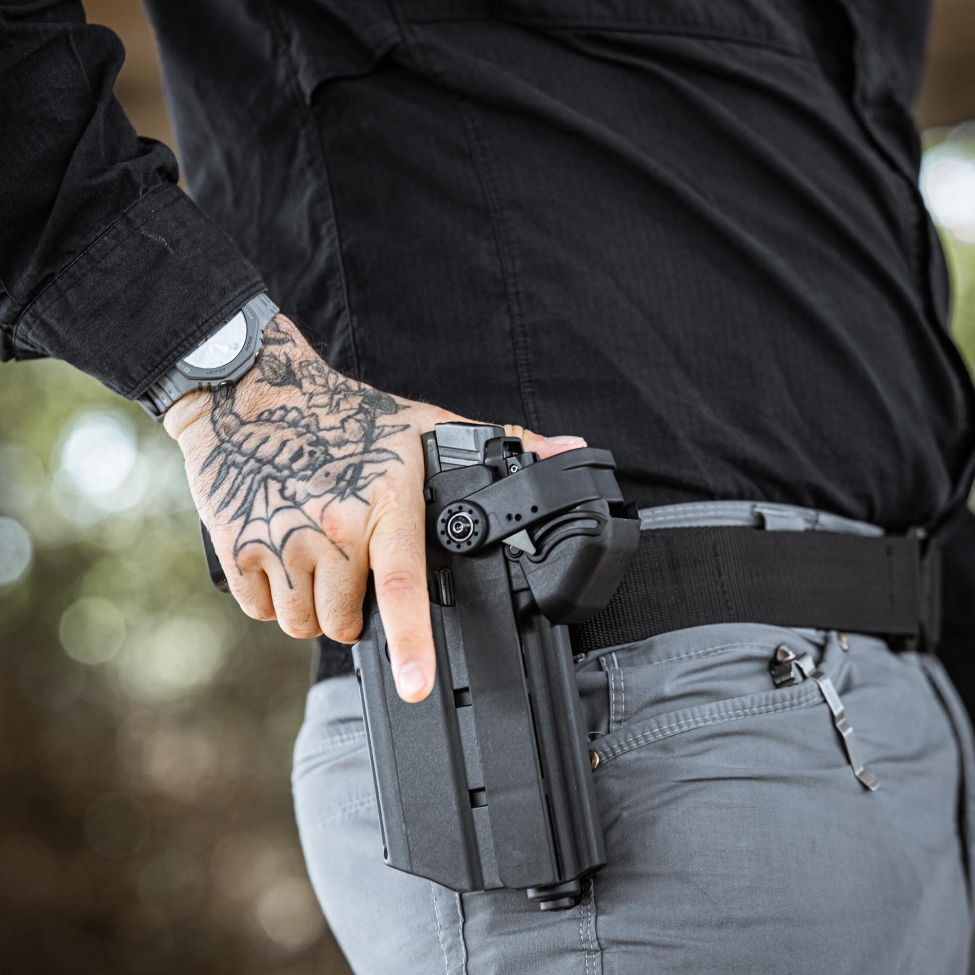 Orpaz Orpaz T40 Light Bearing Holster Left-Handed, Adjustable and Modular Holster with Flashlight Fits Most Pistols and Most Lights, Lasers, Sights and Optics (T40 Pro Large, Low-Ride)