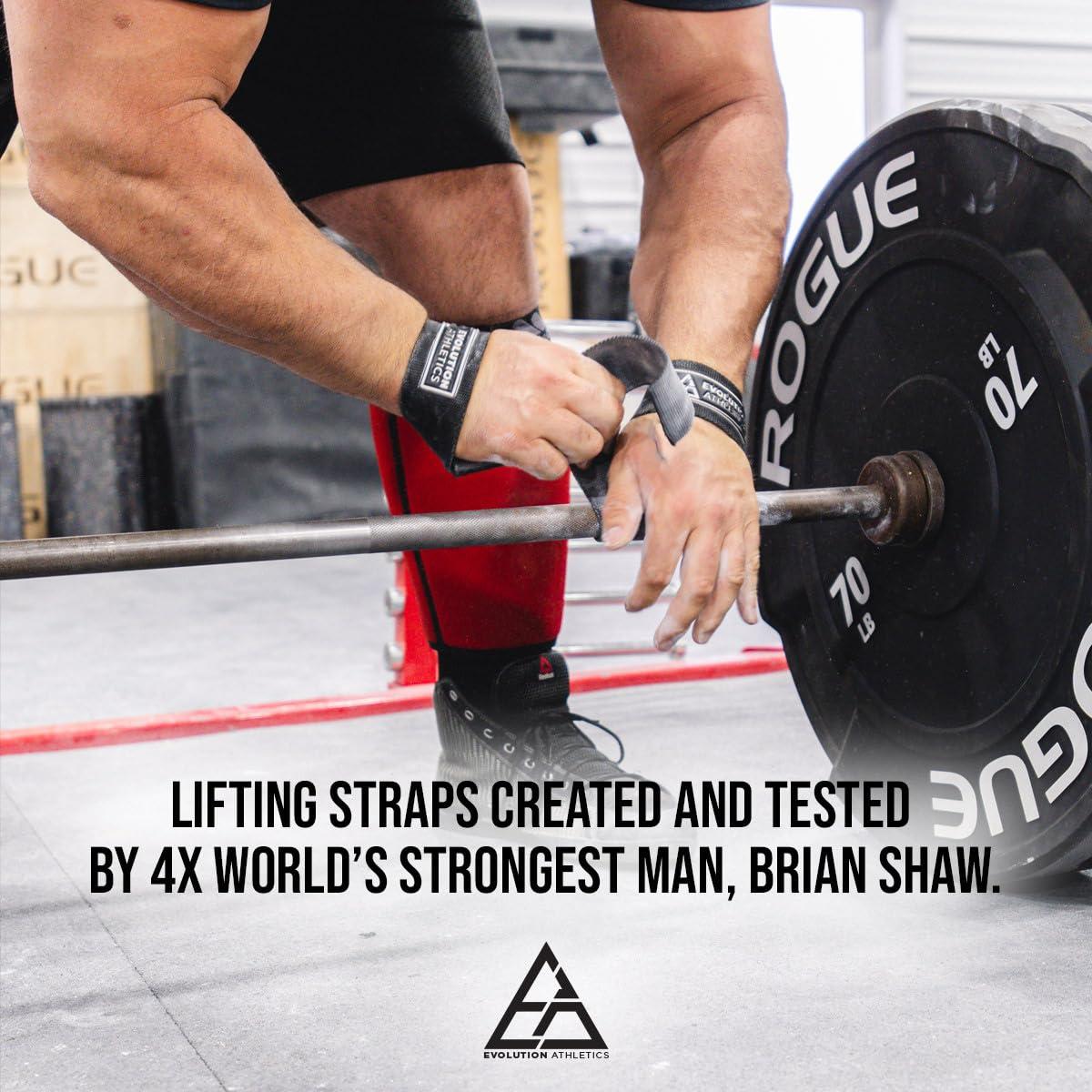 EA EVOLUTION ATHLETICS Evolution Athletics Extreme Sport Lifting Straps for Strong, Secure Weightlifting, Powerlifting, Strength Training Grip, Heavy-Duty Material for Durability, 24.75" L x 1.5" W, Black, One Pair