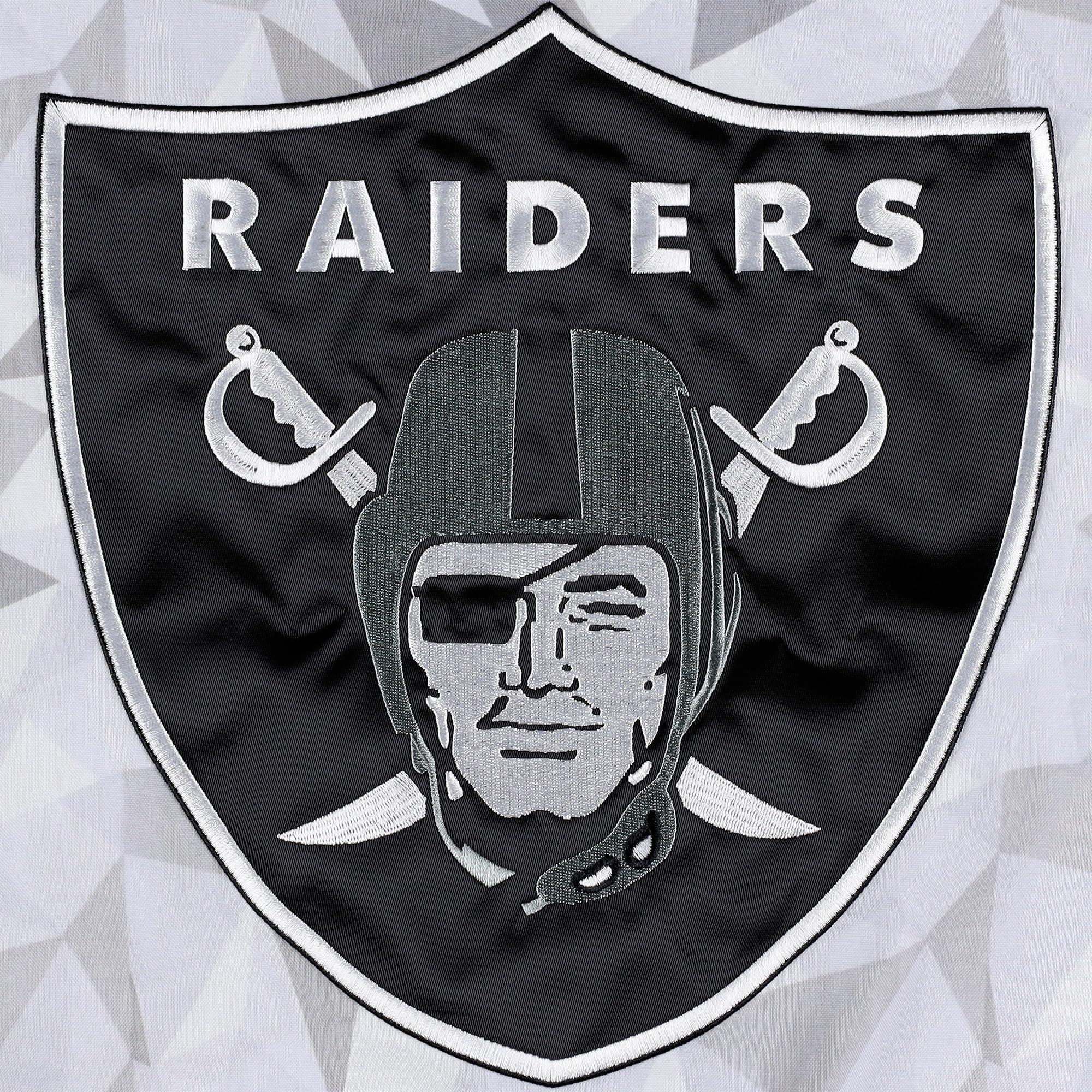 Starter Starter Men\'s White/Black Las Vegas Raiders Thursday Night Gridiron Raglan Half-Zip Hooded Jacket