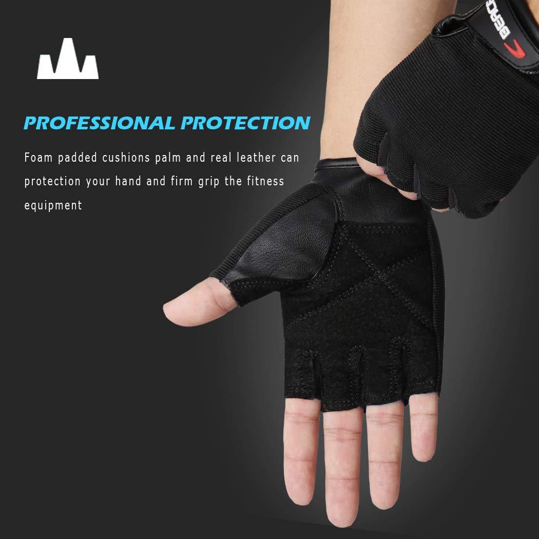 BEACE BEACE Weight Lifting Gym Gloves with Anti-Slip Leather Palm for Workout Exercise Training Fitness and Bodybuilding for Men & Women