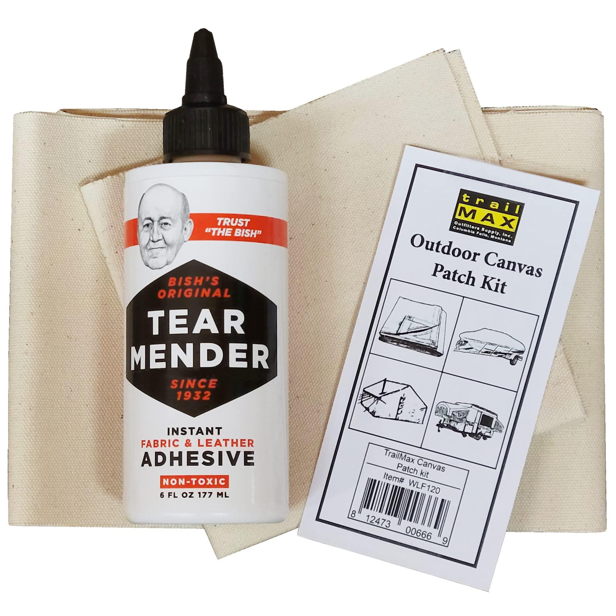 TrailMax TrailMax Outdoor Canvas Patch Kit to Repair Pop-Up Campers, Canvas Tents, Boat Covers, Tarps | 2.75 SQ Feet of 15 oz Canvas & 6oz Bottle of TearMender Fabric Glue