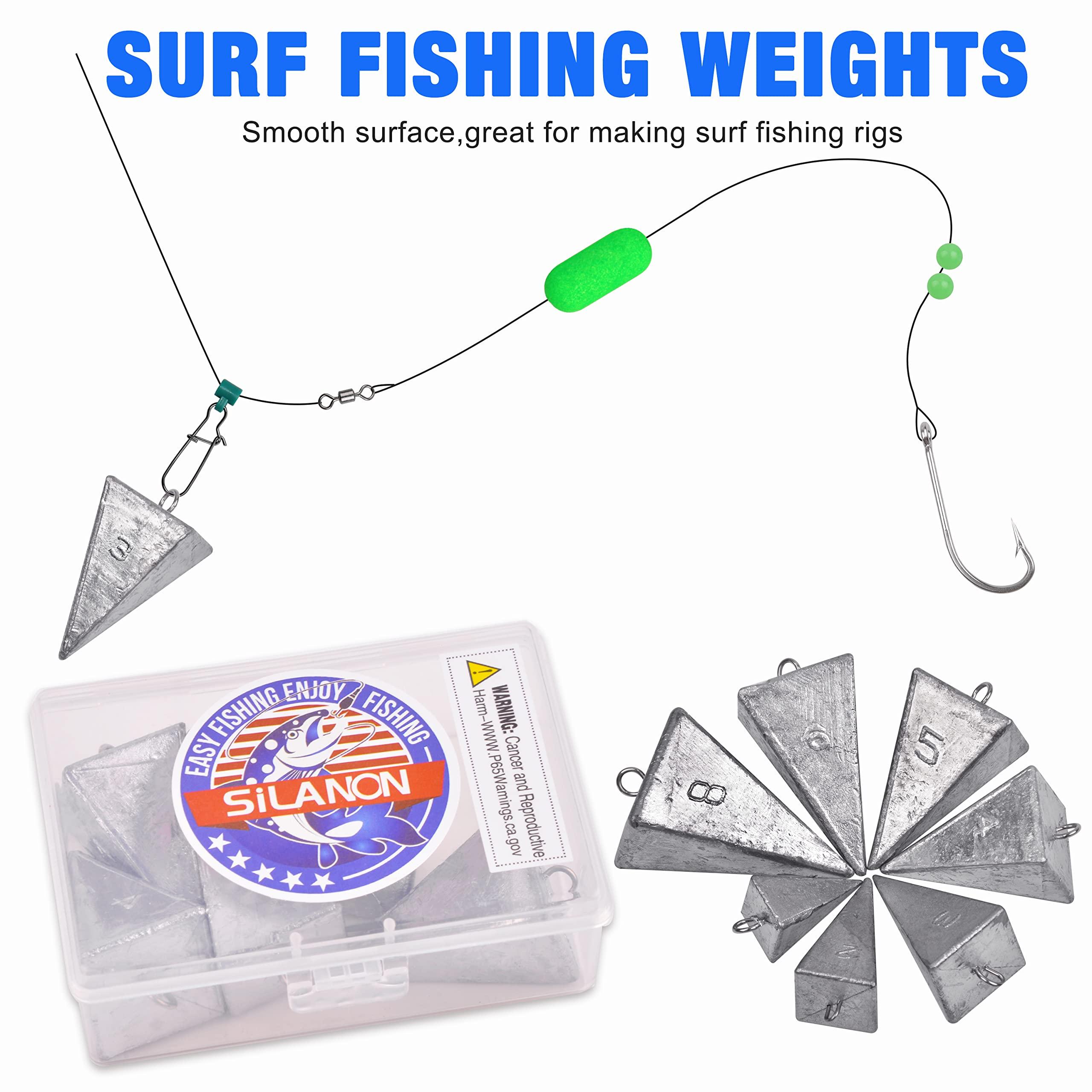 SILANON Pyramid Sinkers Fishing Weights Fishing Sinker Weights Pyramid Weights Surf Fishing Weights Saltwater Ocean Fishing Gear Tackle 1oz 2oz 3oz 4oz 5oz 6oz 8oz