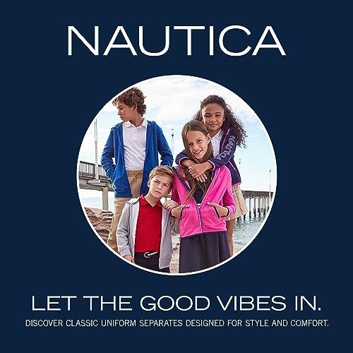 Nautica Nautica Girls' School Uniform Pull-On Scooter, Skirt with Undershorts, Elastic Waistband, Soft & Comfortable Material, Khaki/Pin Dot, 12